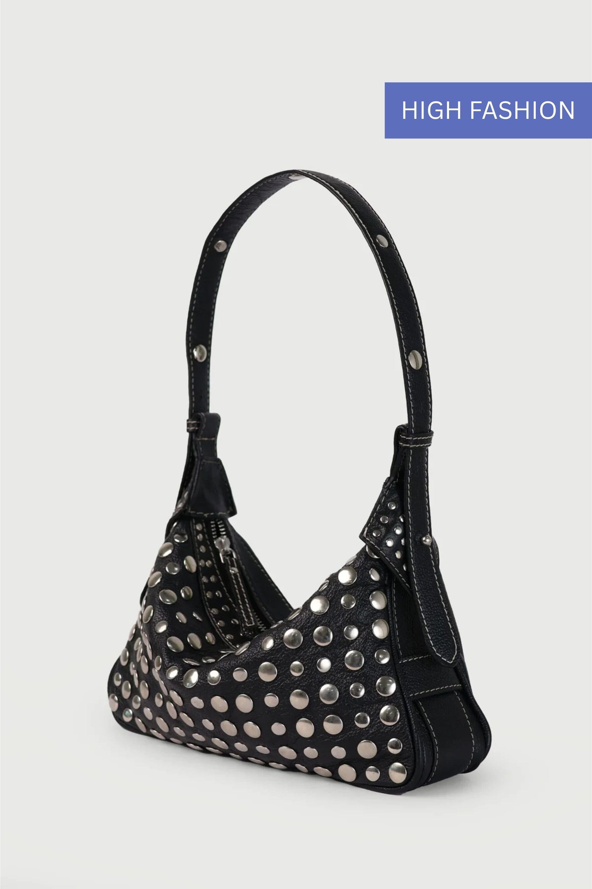 Icon Studded Baguette in Black