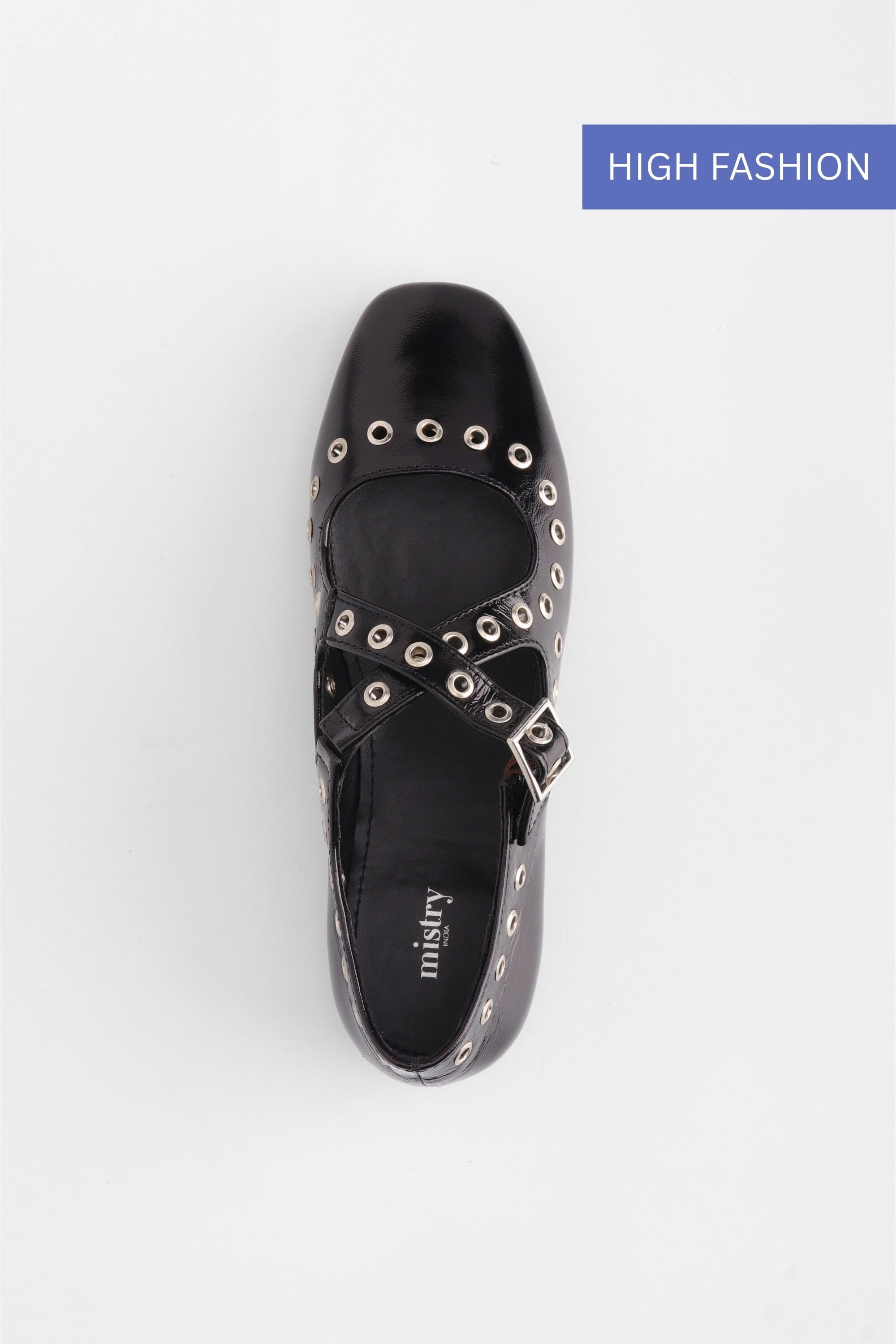 Black Crux Ballerinas with Grommets