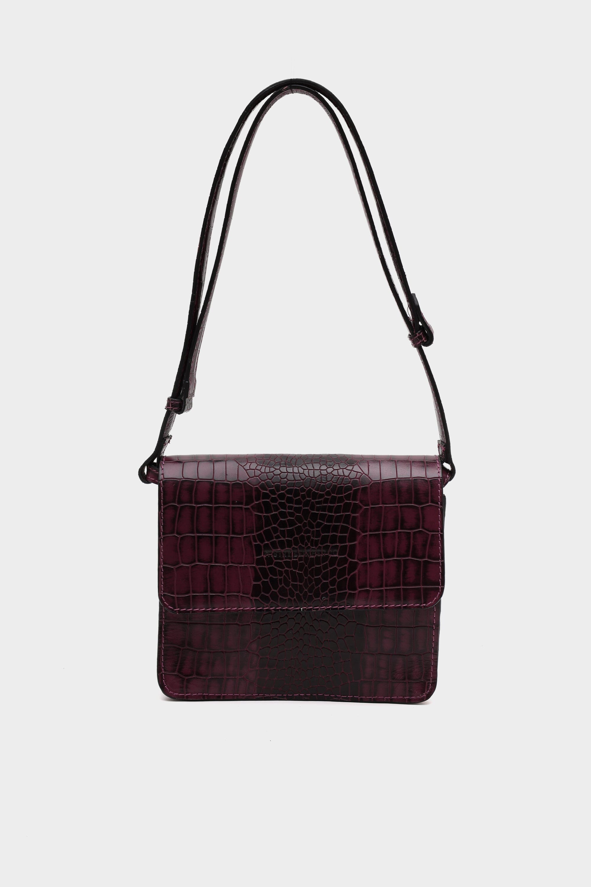 Classic Flap Croc Embossed Bag in Mulberry