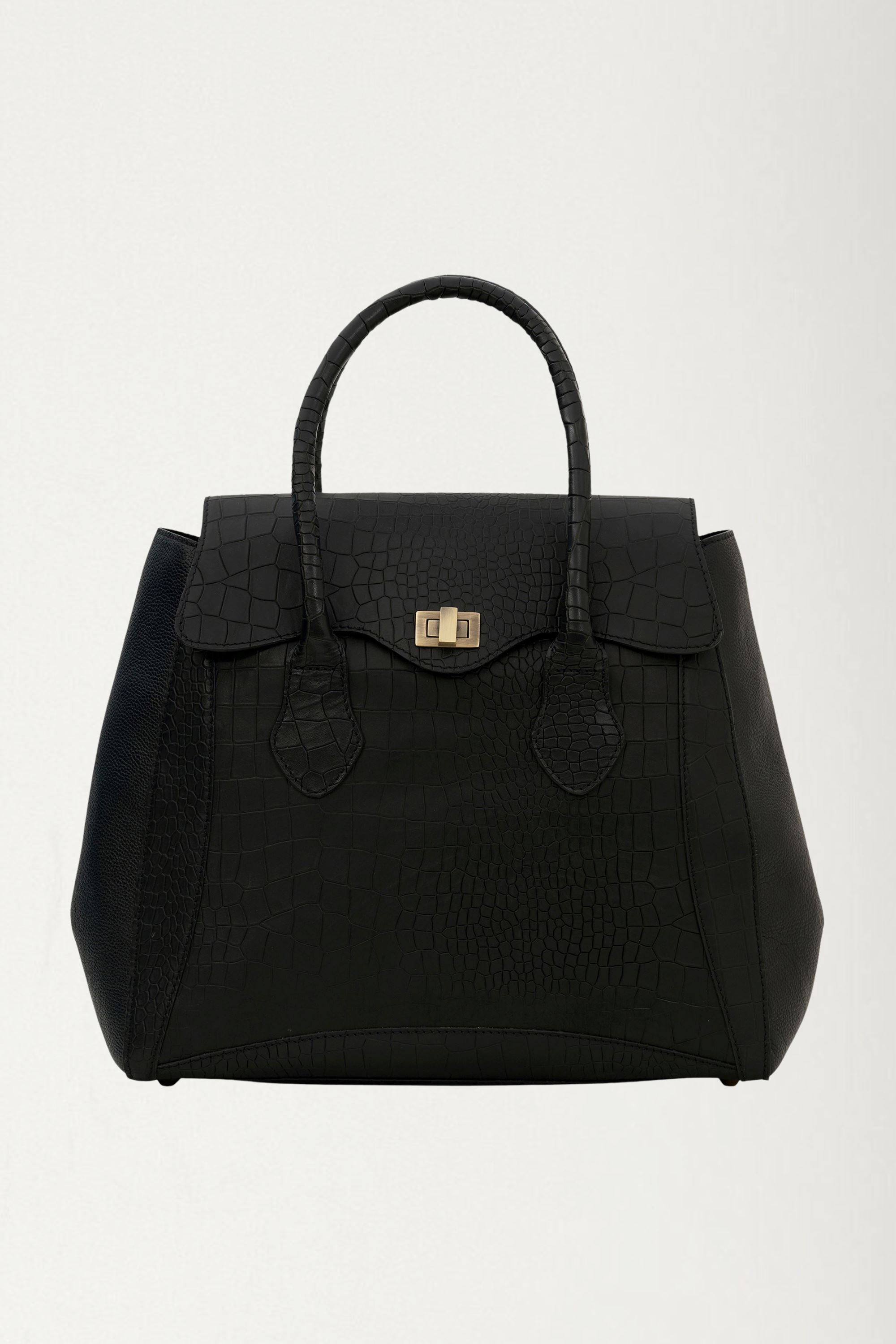 Mistry Satchel in Black Croc