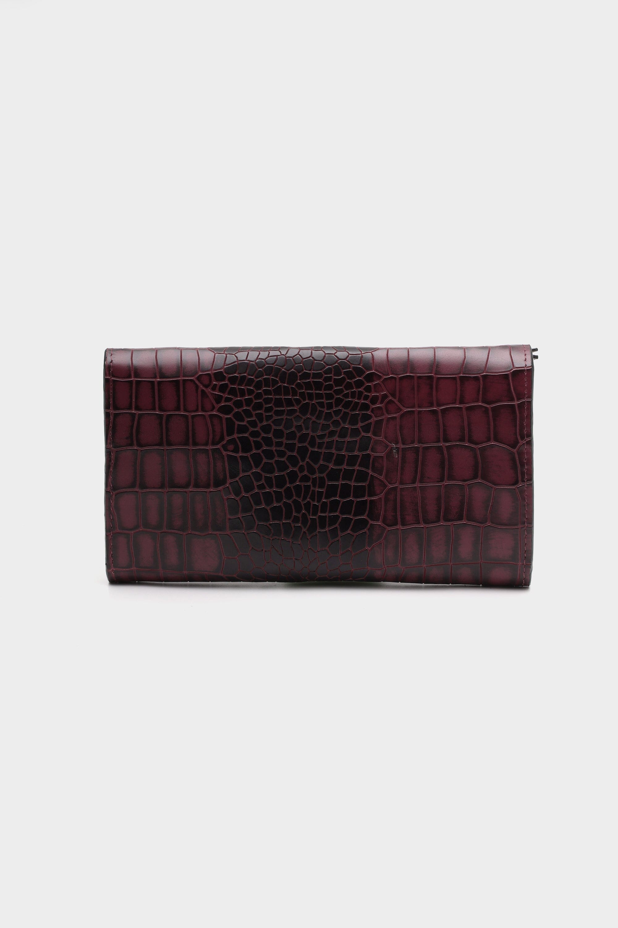 Croc-Embossed Leather Wallet In Mulberry