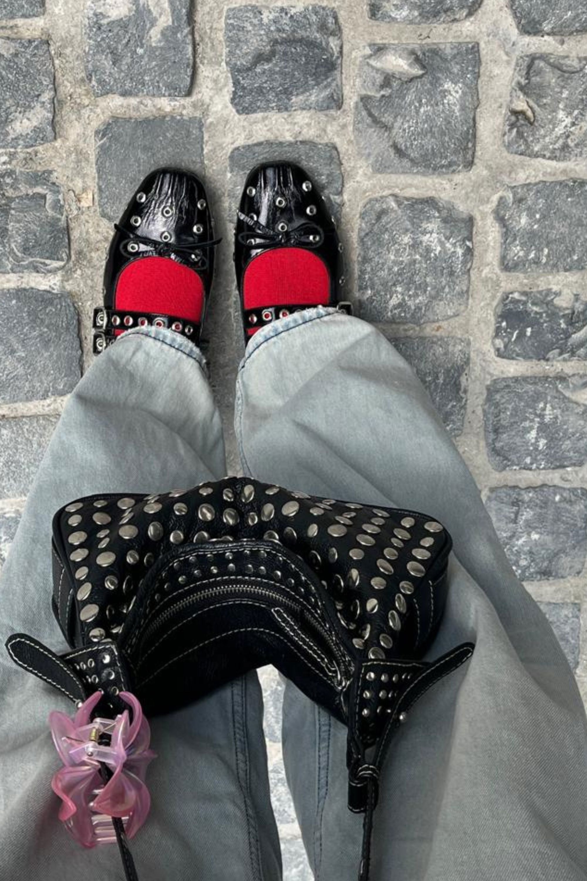 Icon Studded Baguette in Black