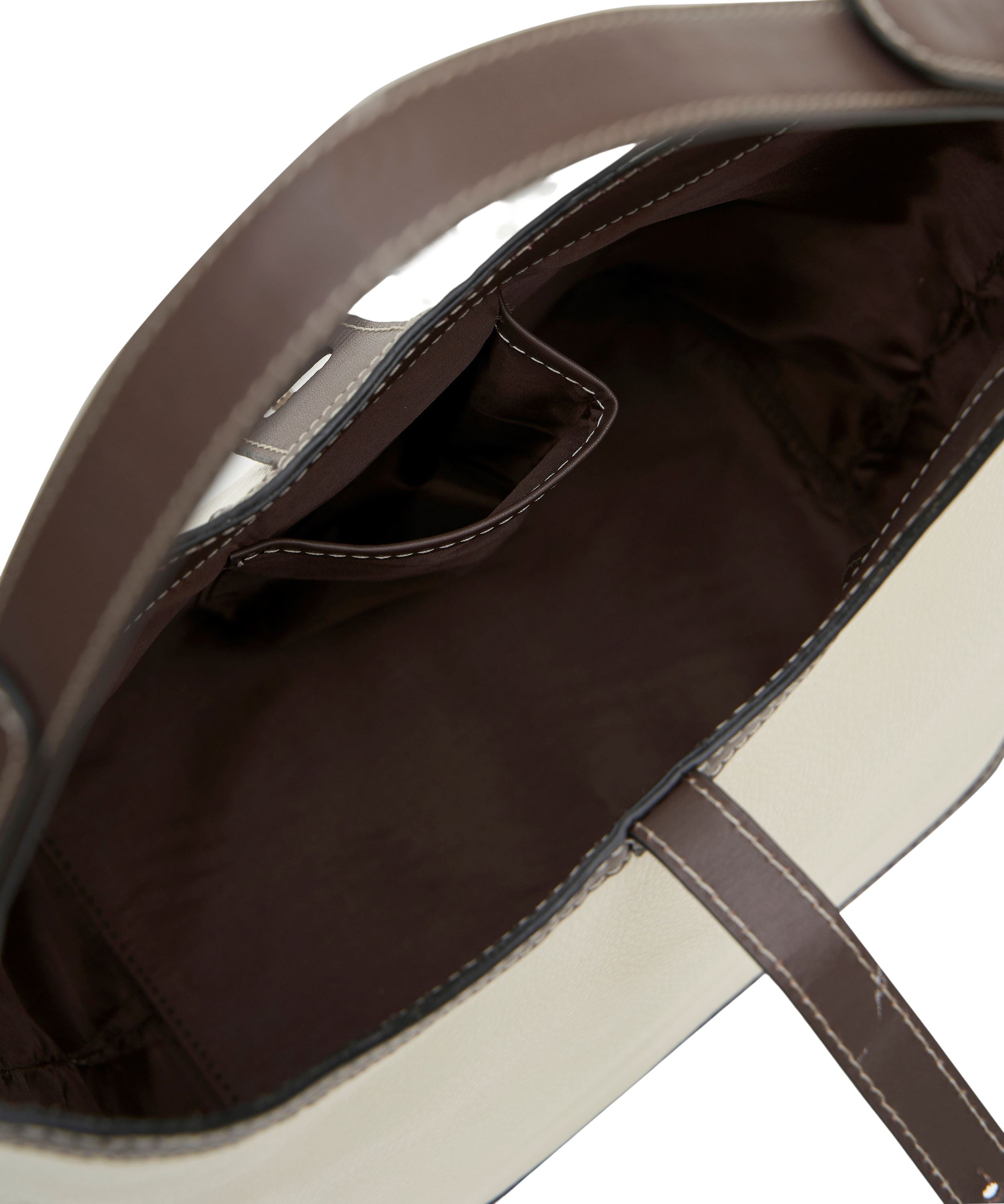 Barrel Top Handle Bag in Cream & Black