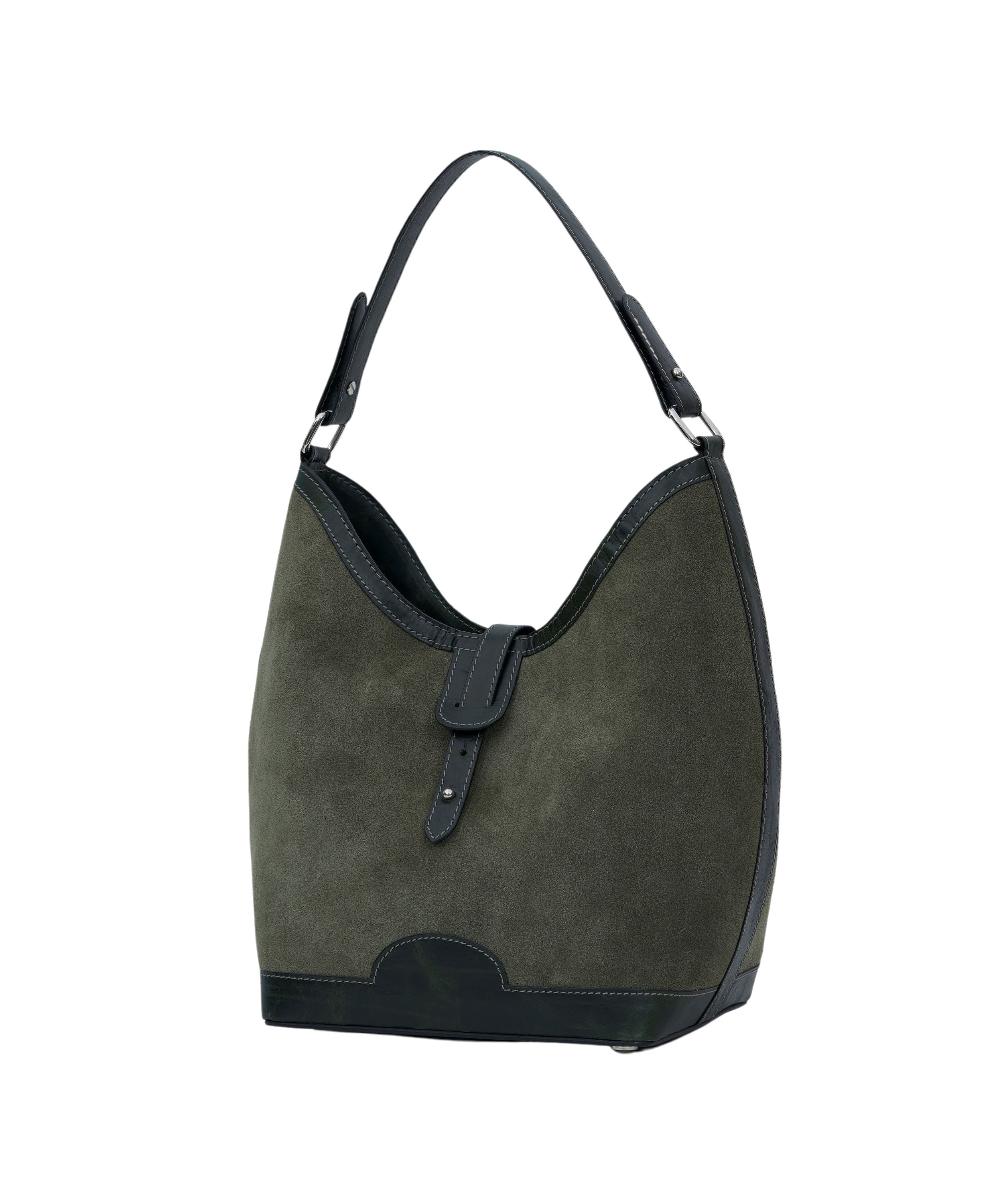 Barrel Top Handle Bag in Olive Green
