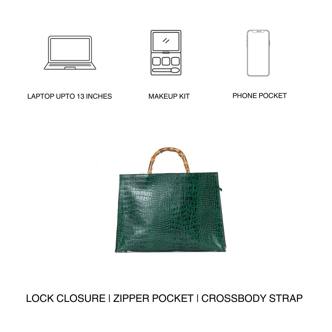 Bamboo Tote Black Croc