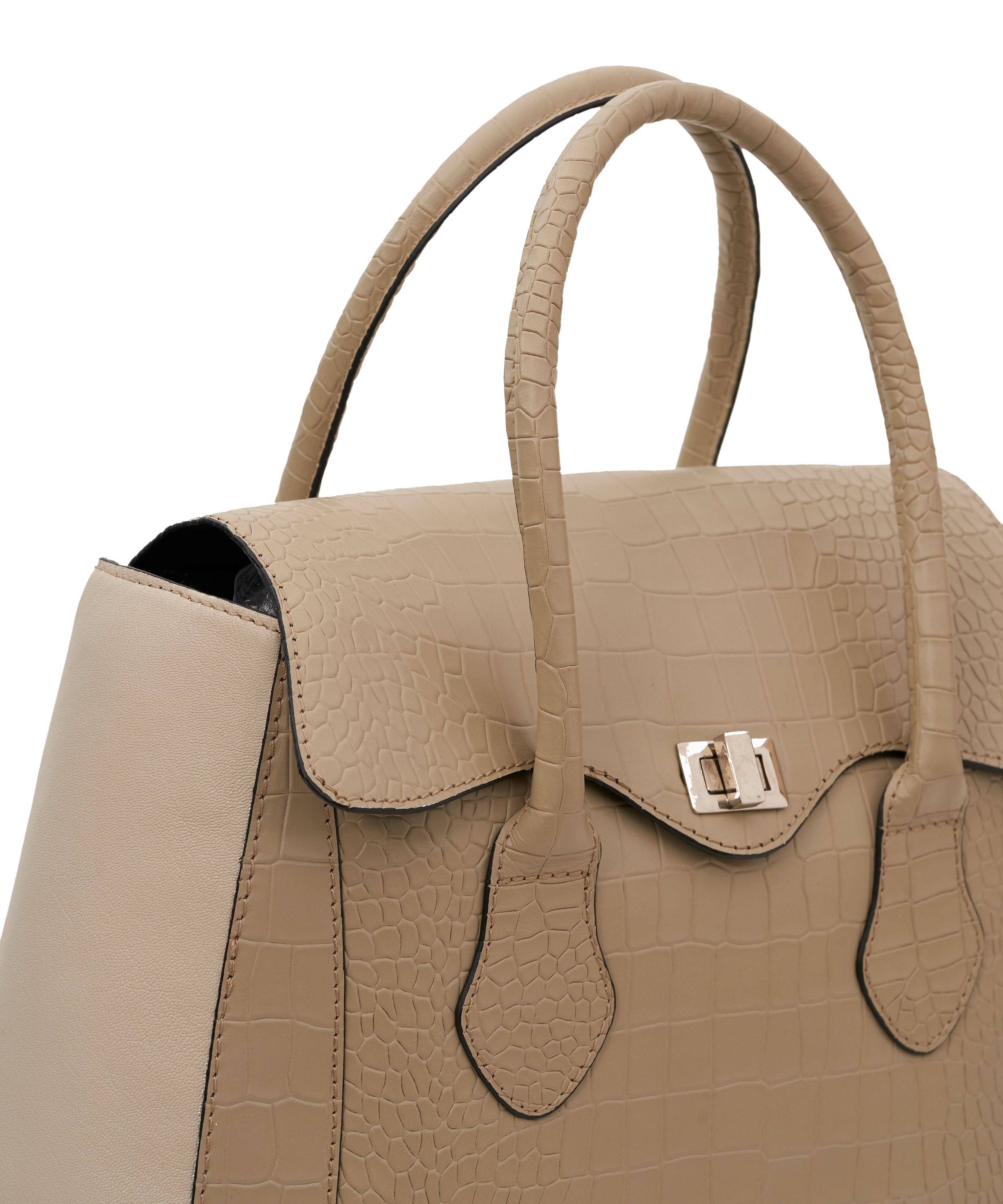 Mistry Satchel in Off White Croc