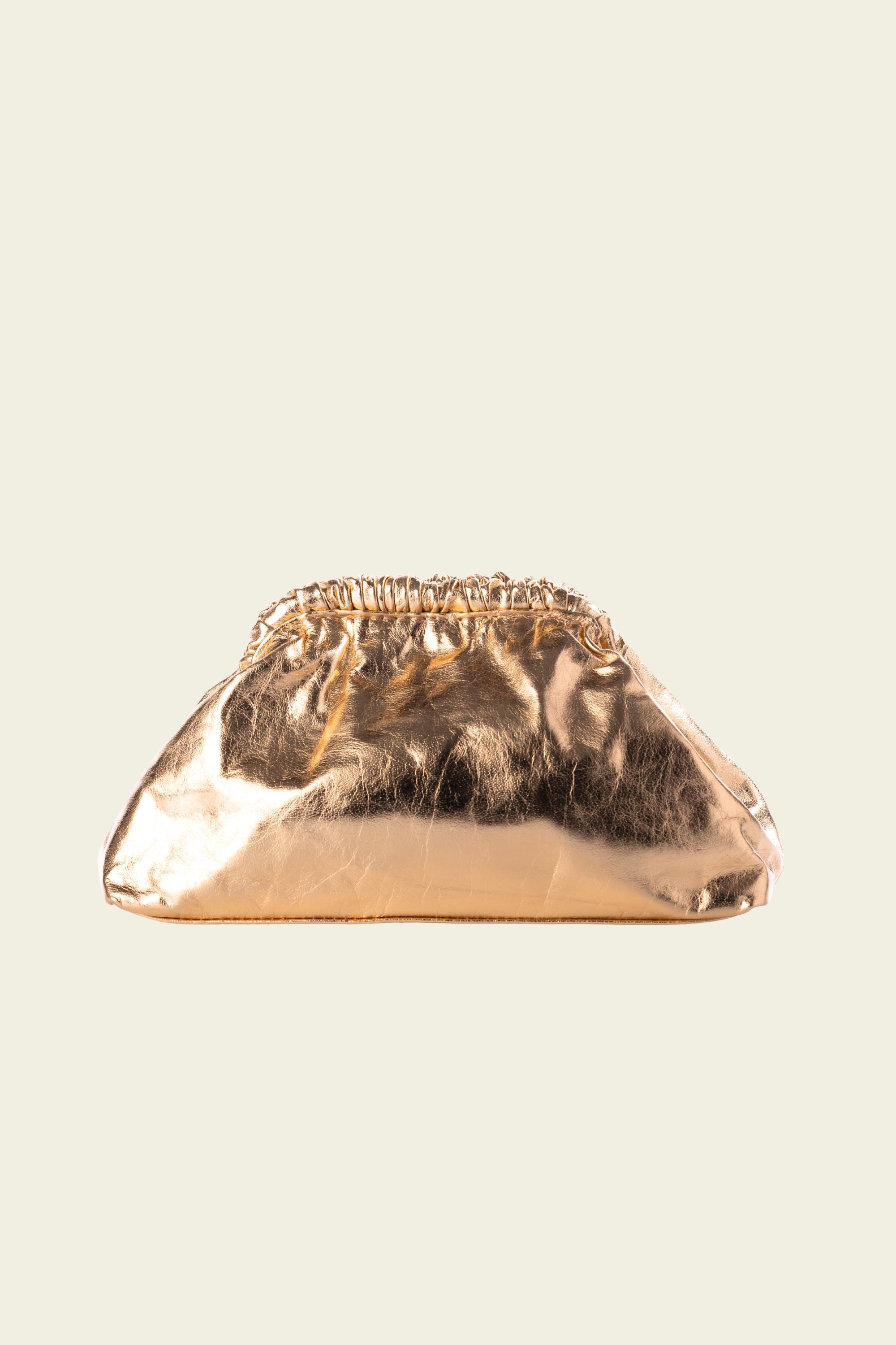 Slouch Leather Clutch in Crushed Gold