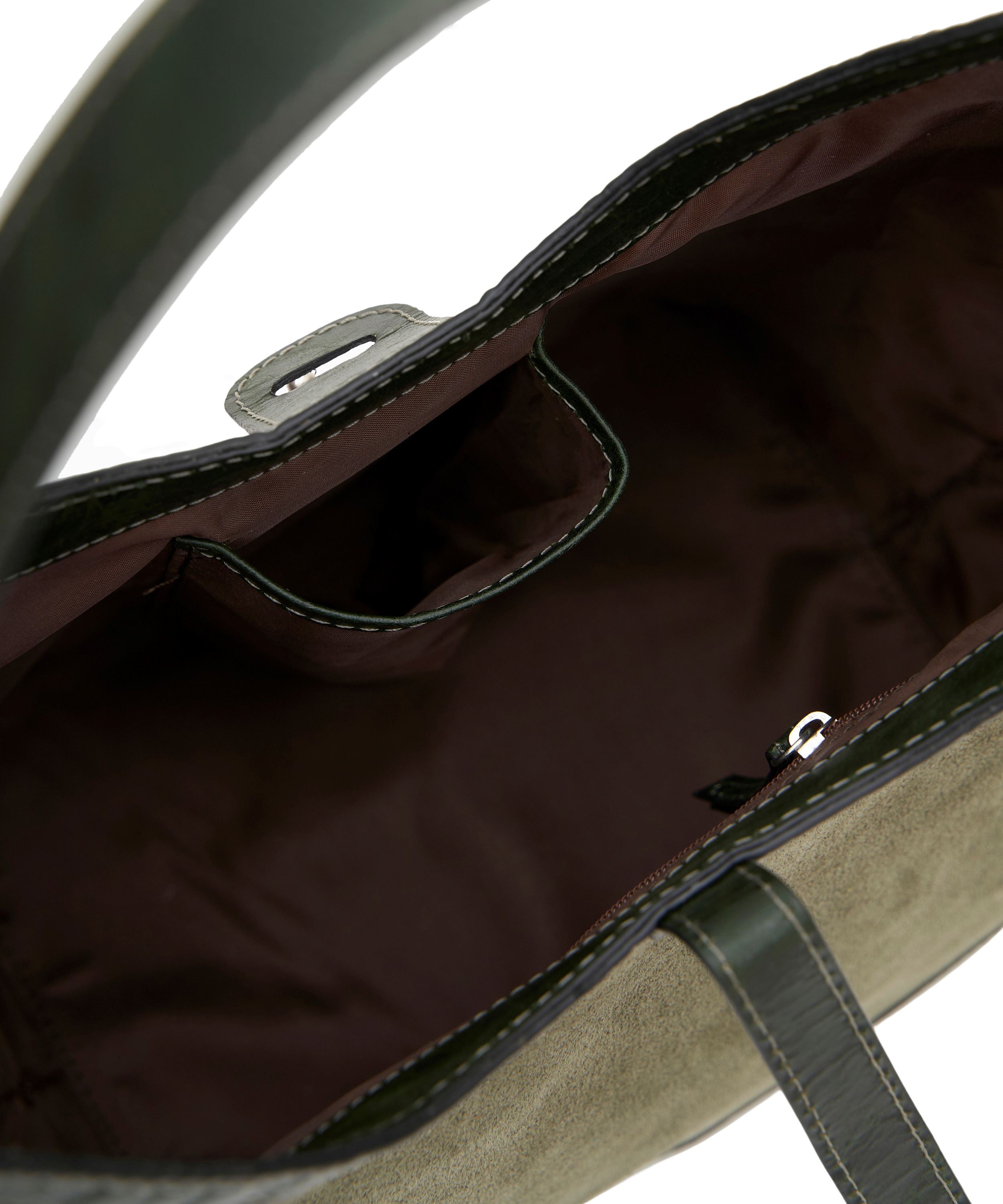 Barrel Top Handle Bag in Olive Green