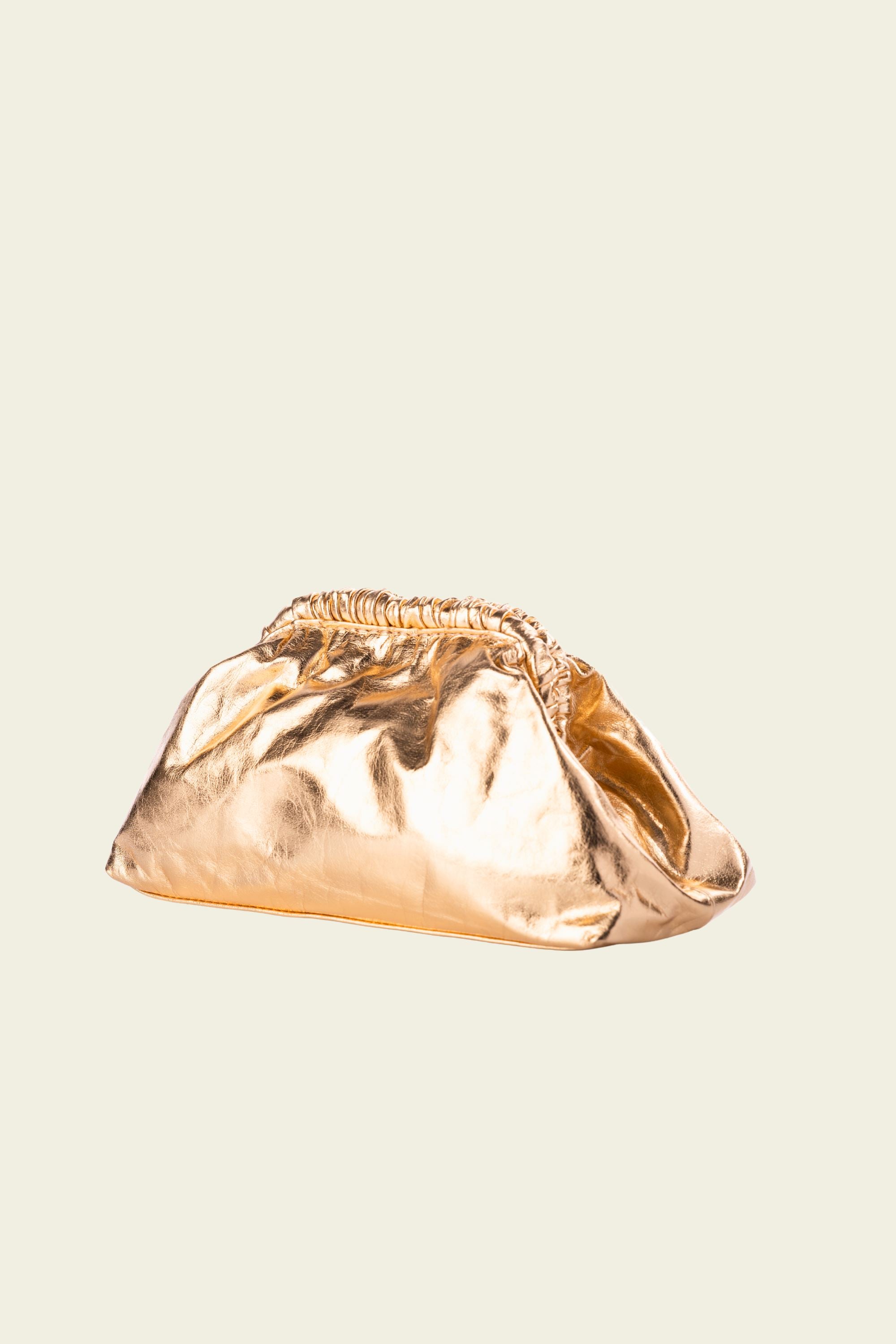 Slouch Leather Clutch in Crushed Gold