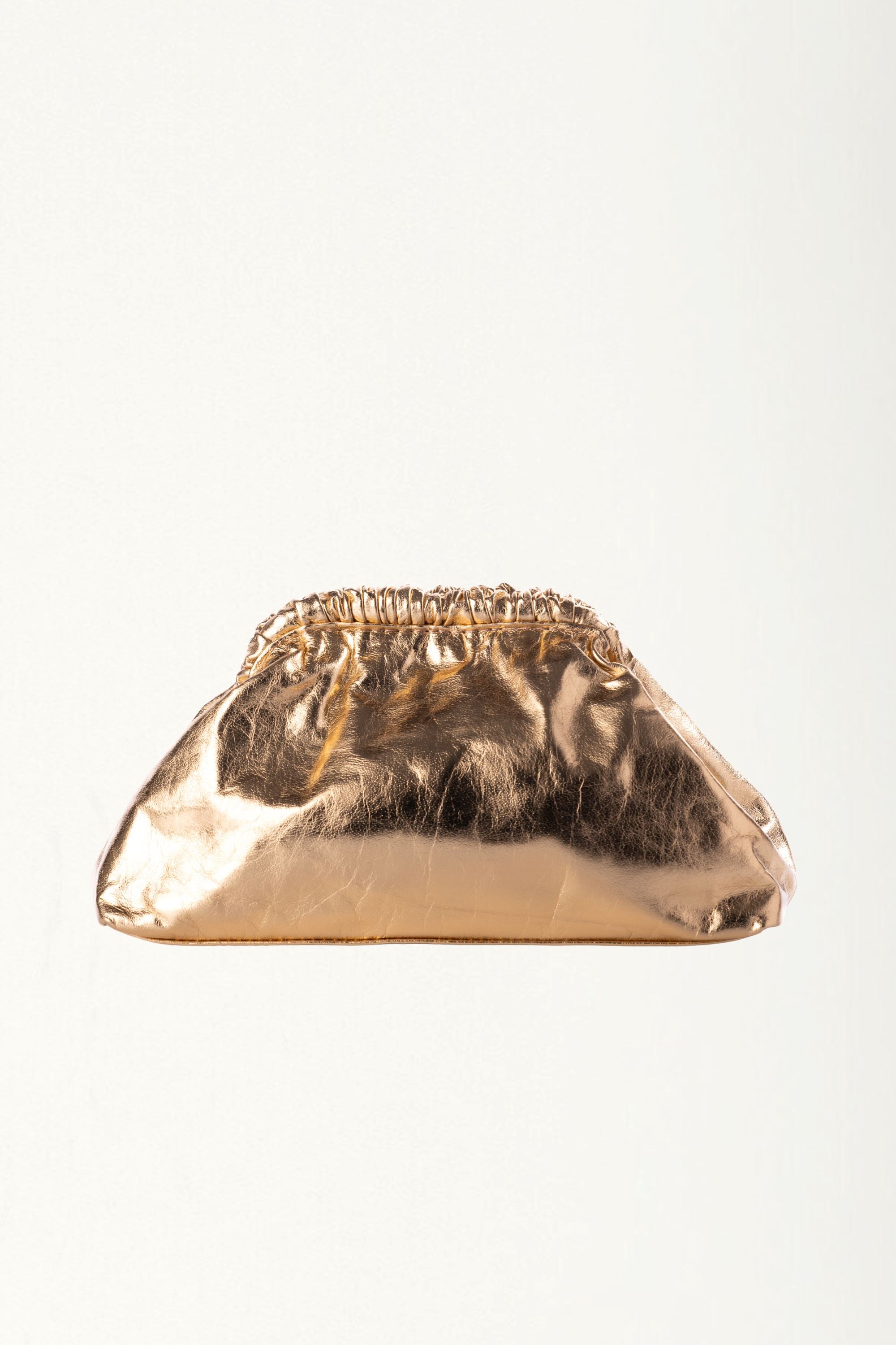 Slouch Leather Clutch in Crushed Gold