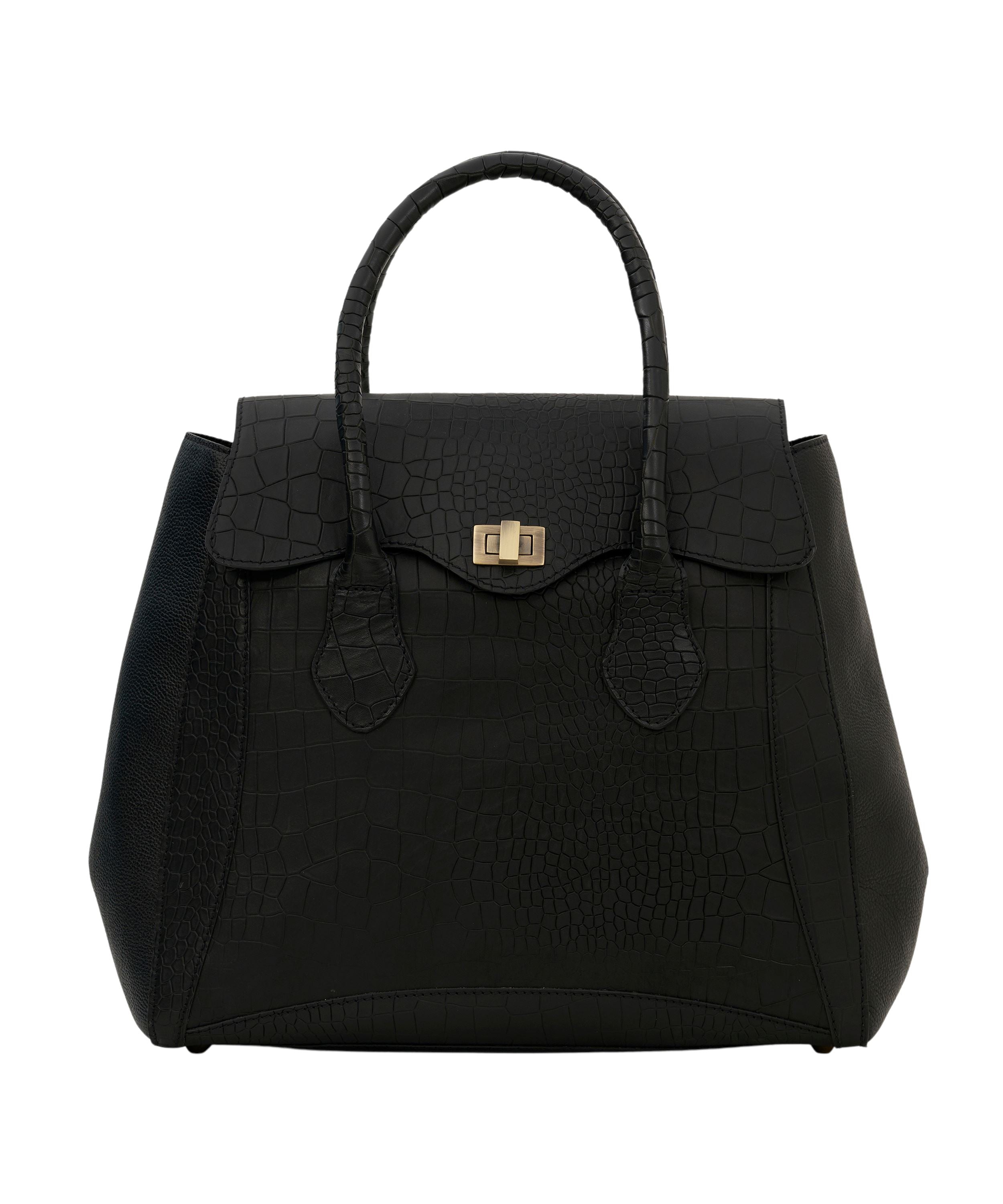 Mistry Satchel in Black Croc