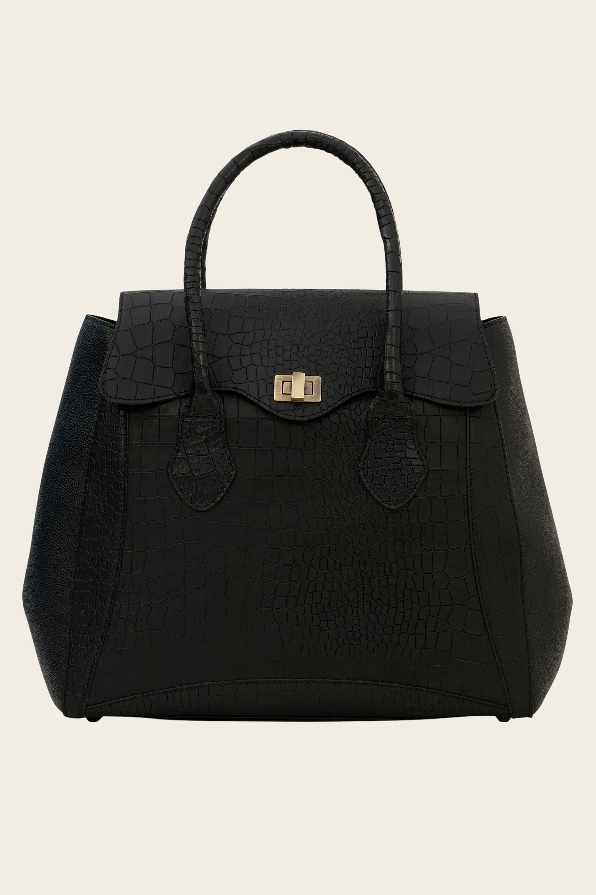Mistry Satchel in Black Croc
