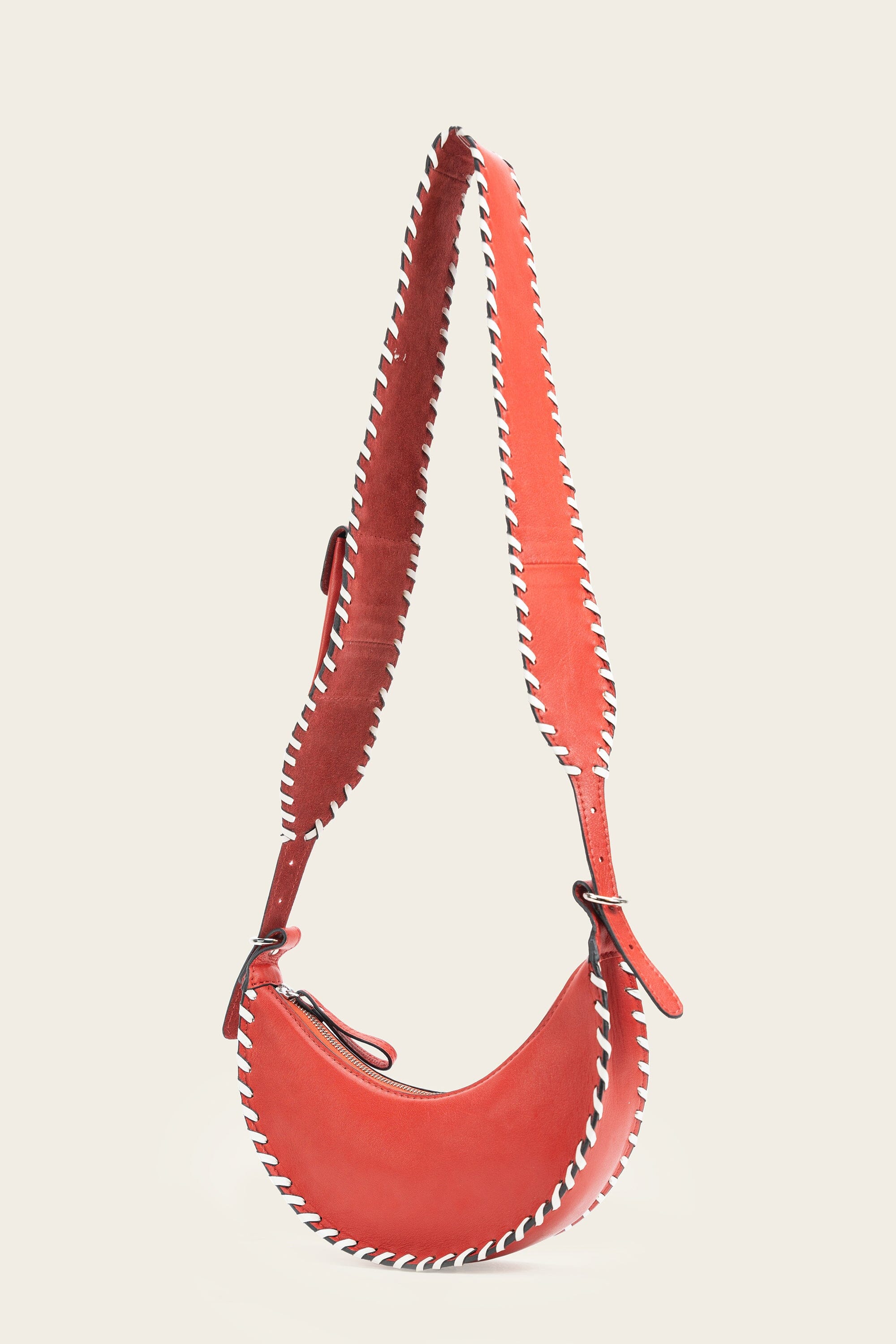 Selena - White Whipstitch Cherry Red