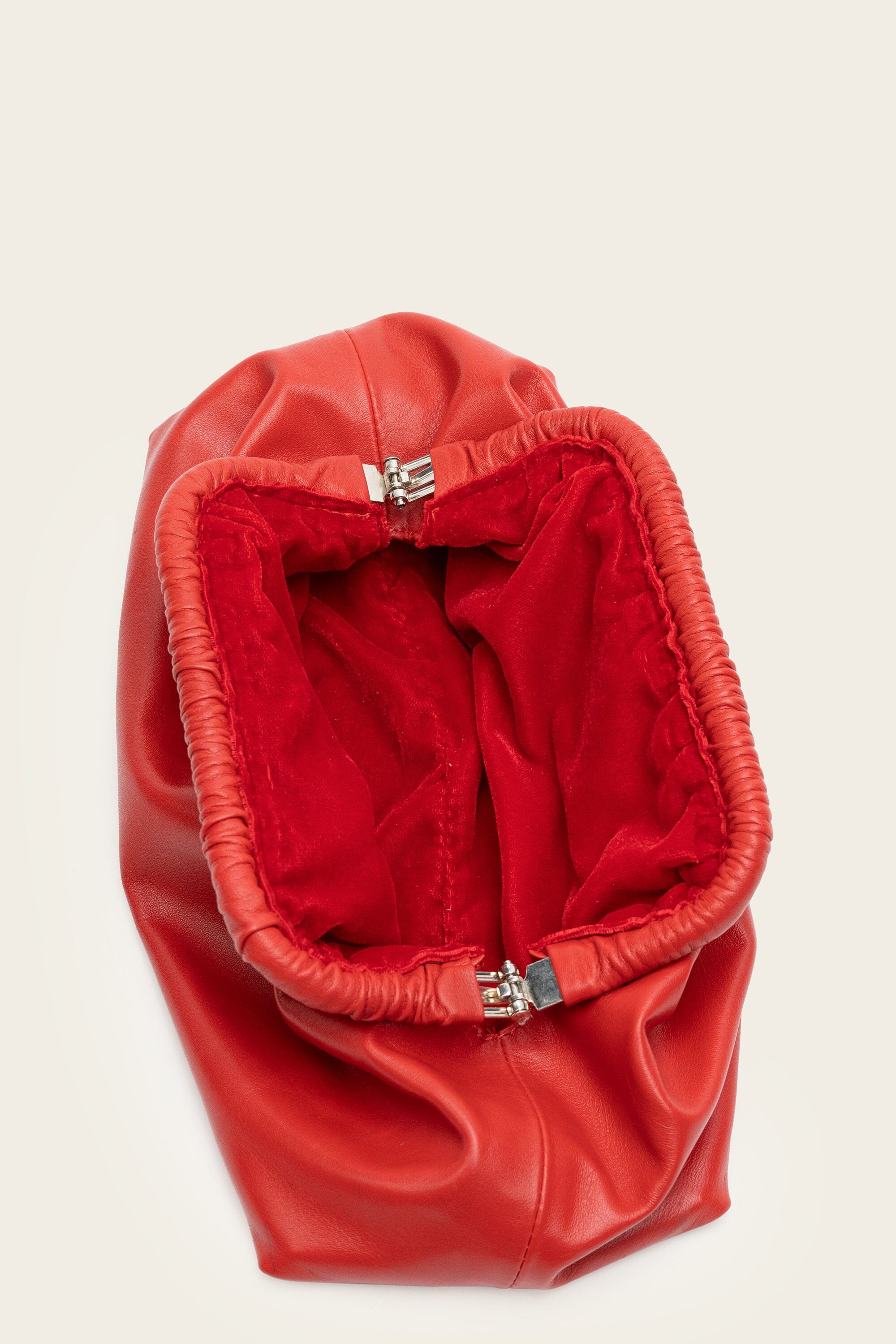 Slouch Leather Clutch in Red