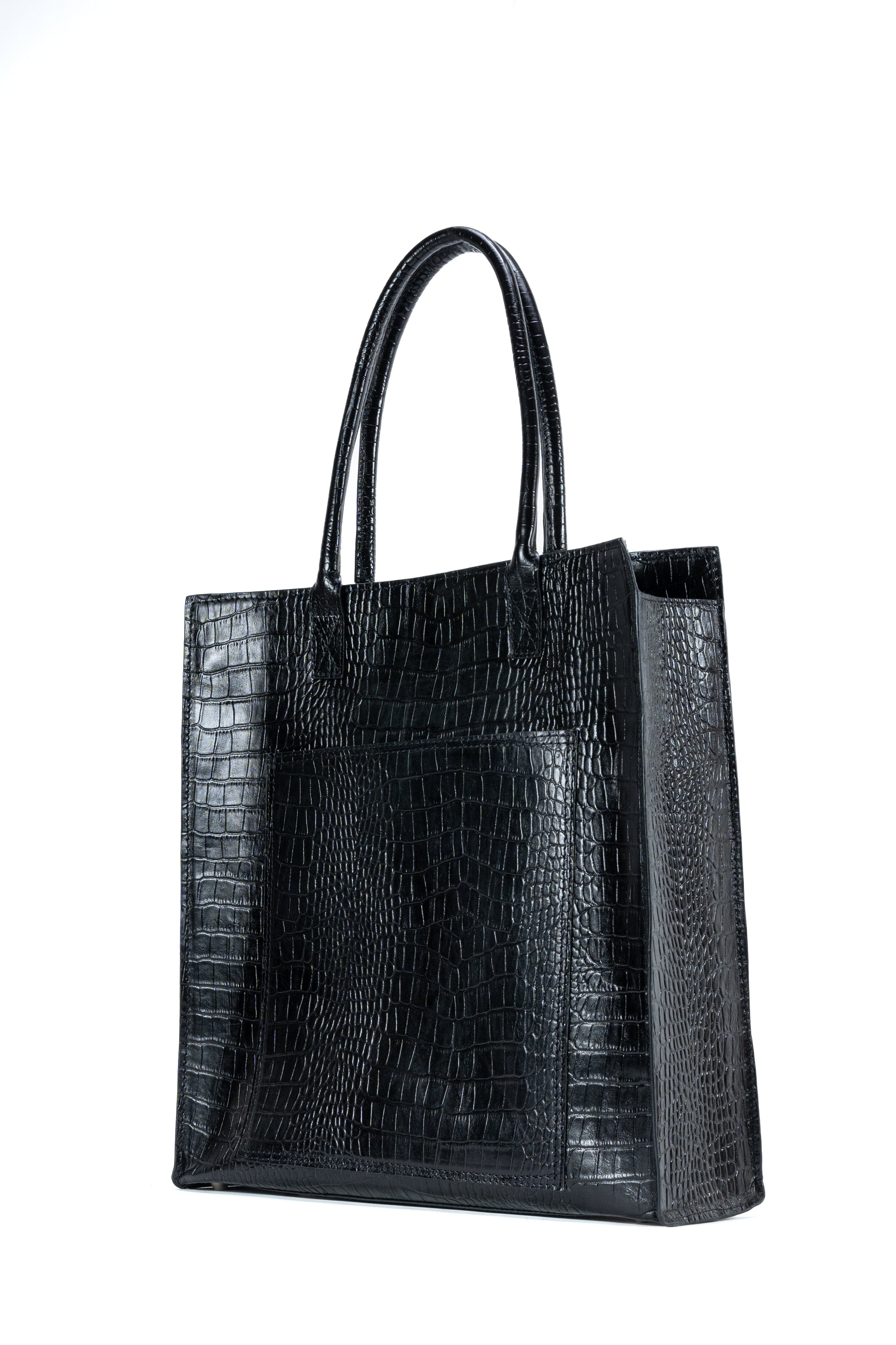 Box Tote Black Croc