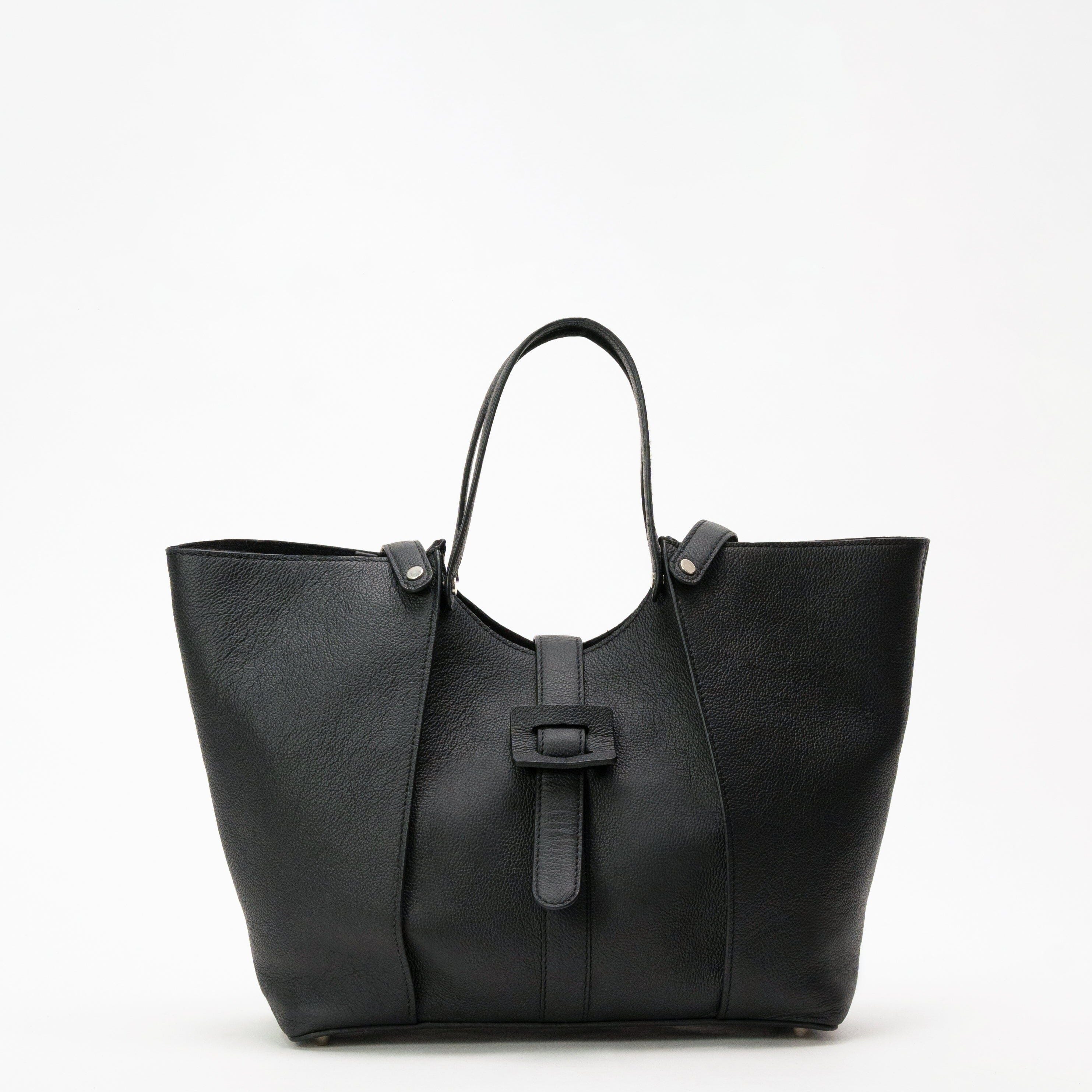 Madison Tote in Pebbled Black