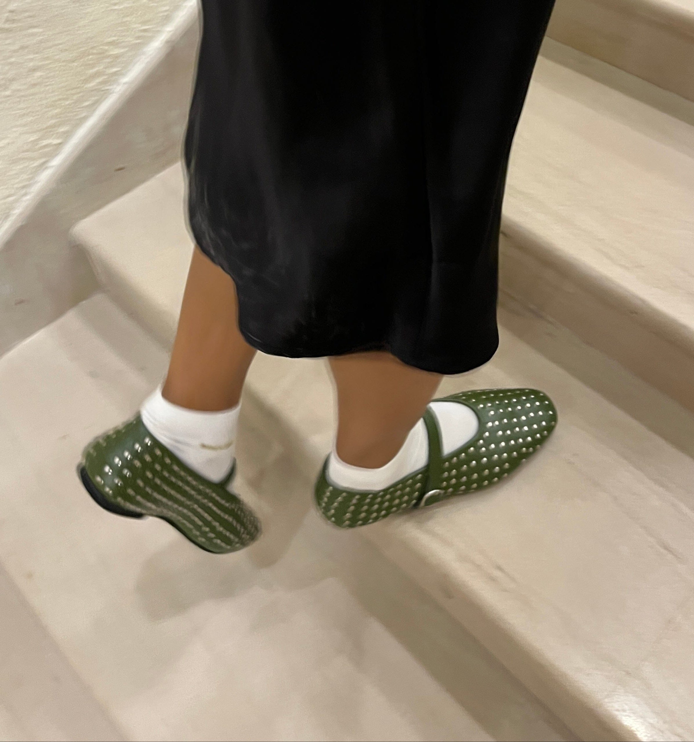 Olive Green Ballet Flats with Rivets