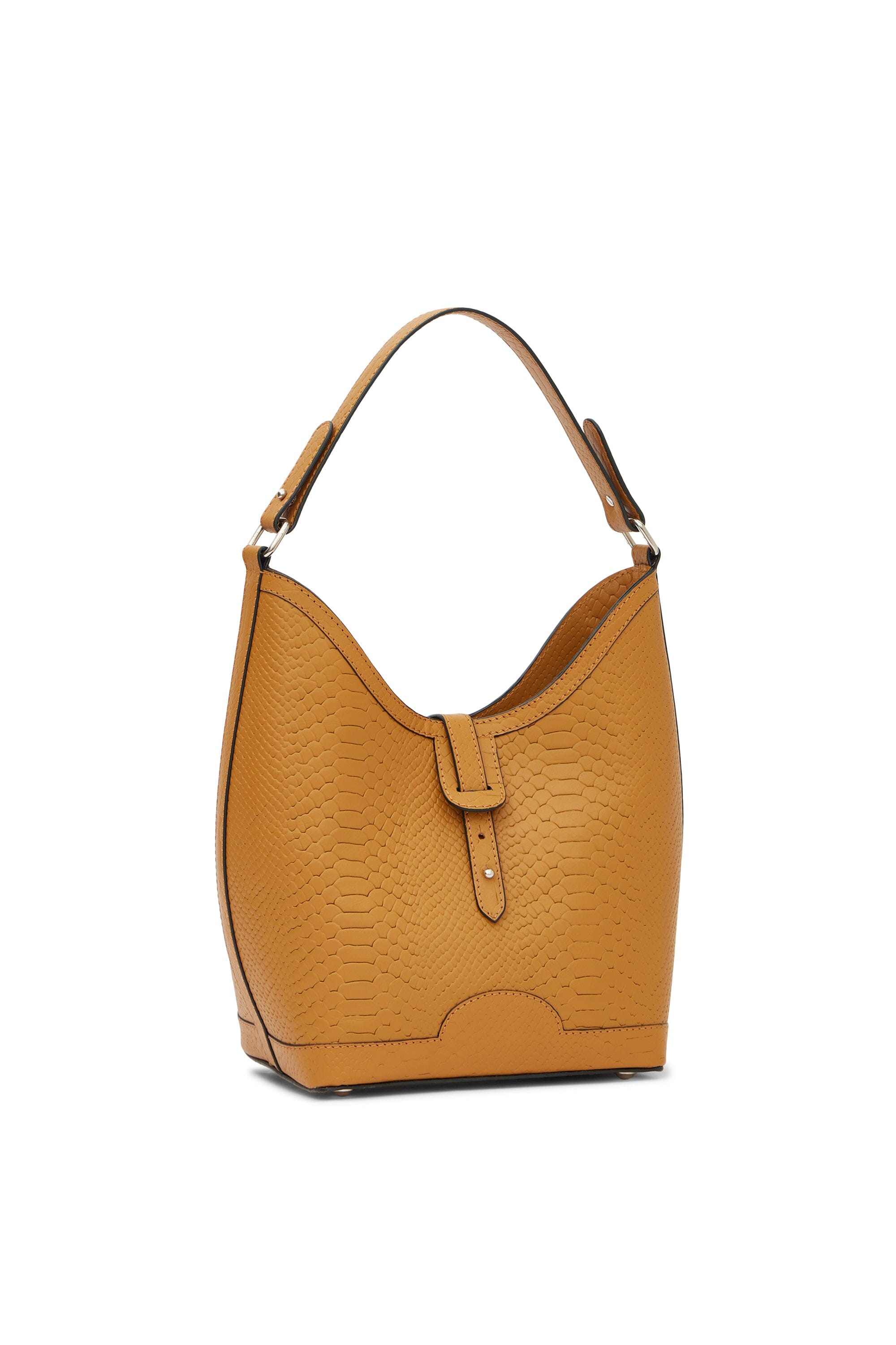 Barrel Top Handle Bag in Tan Croc