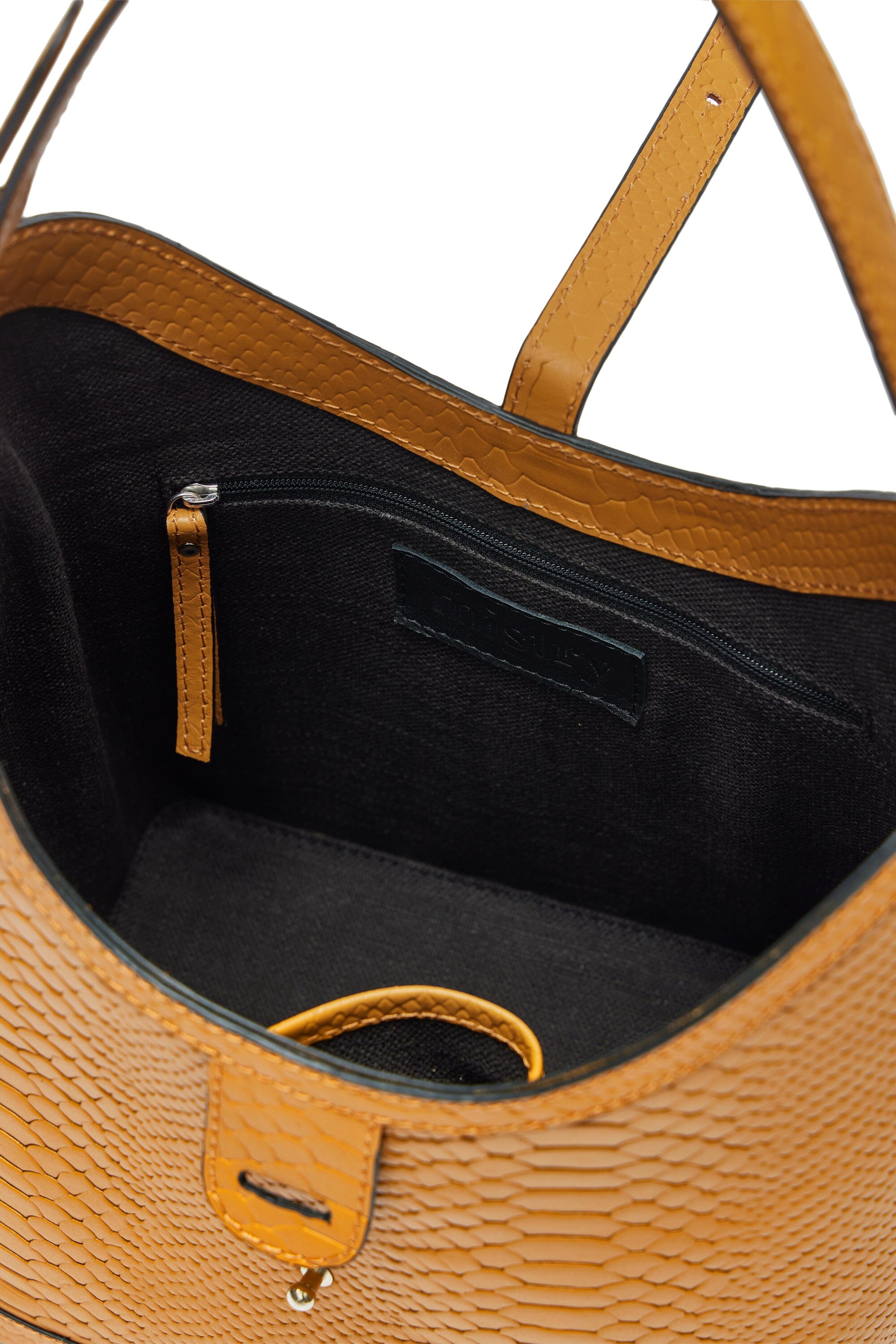Barrel Top Handle Bag in Tan Croc