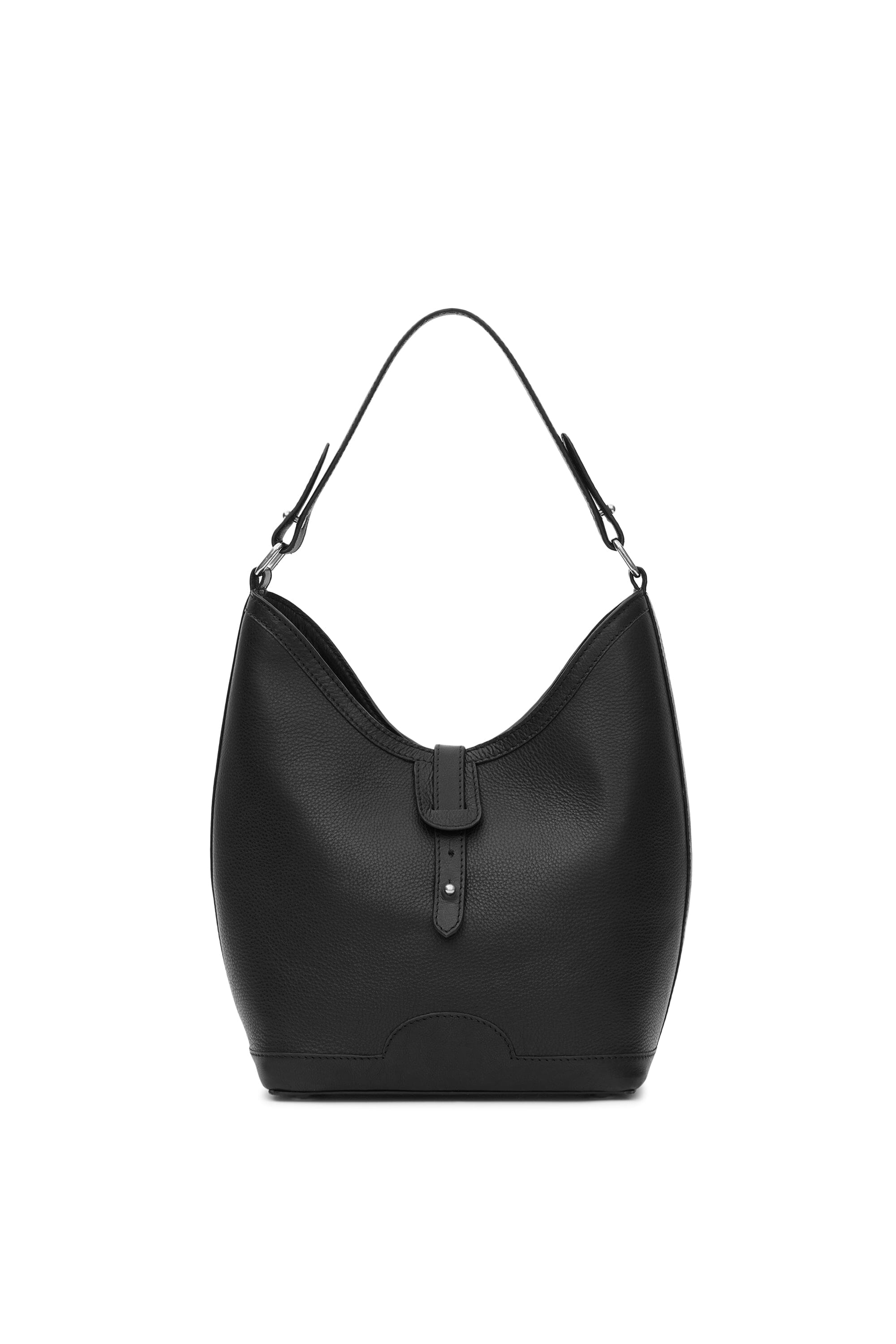 Barrel Top Handle Bag in Pebbled Black