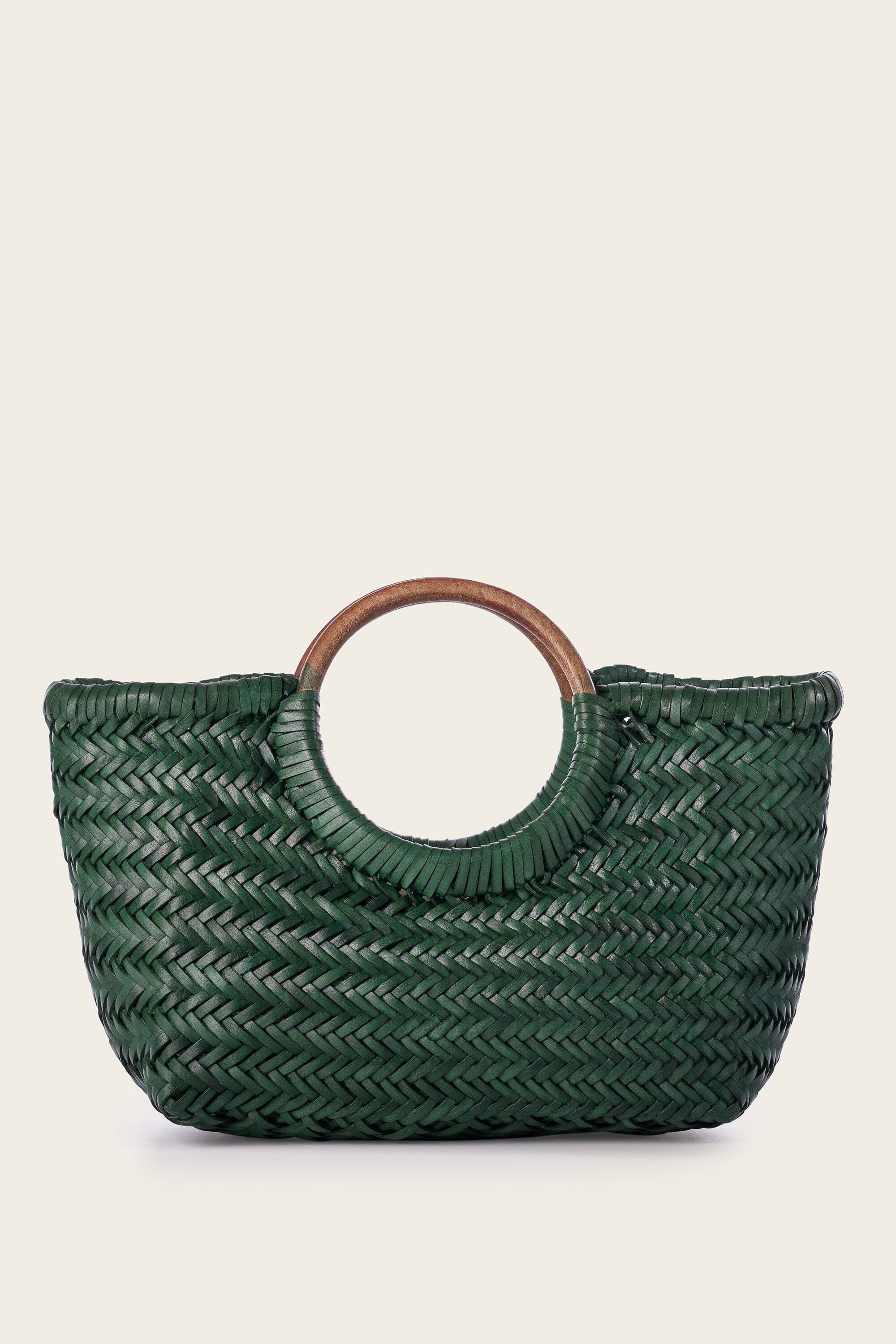 Gambino Clutch in Jade with Wooden Handles