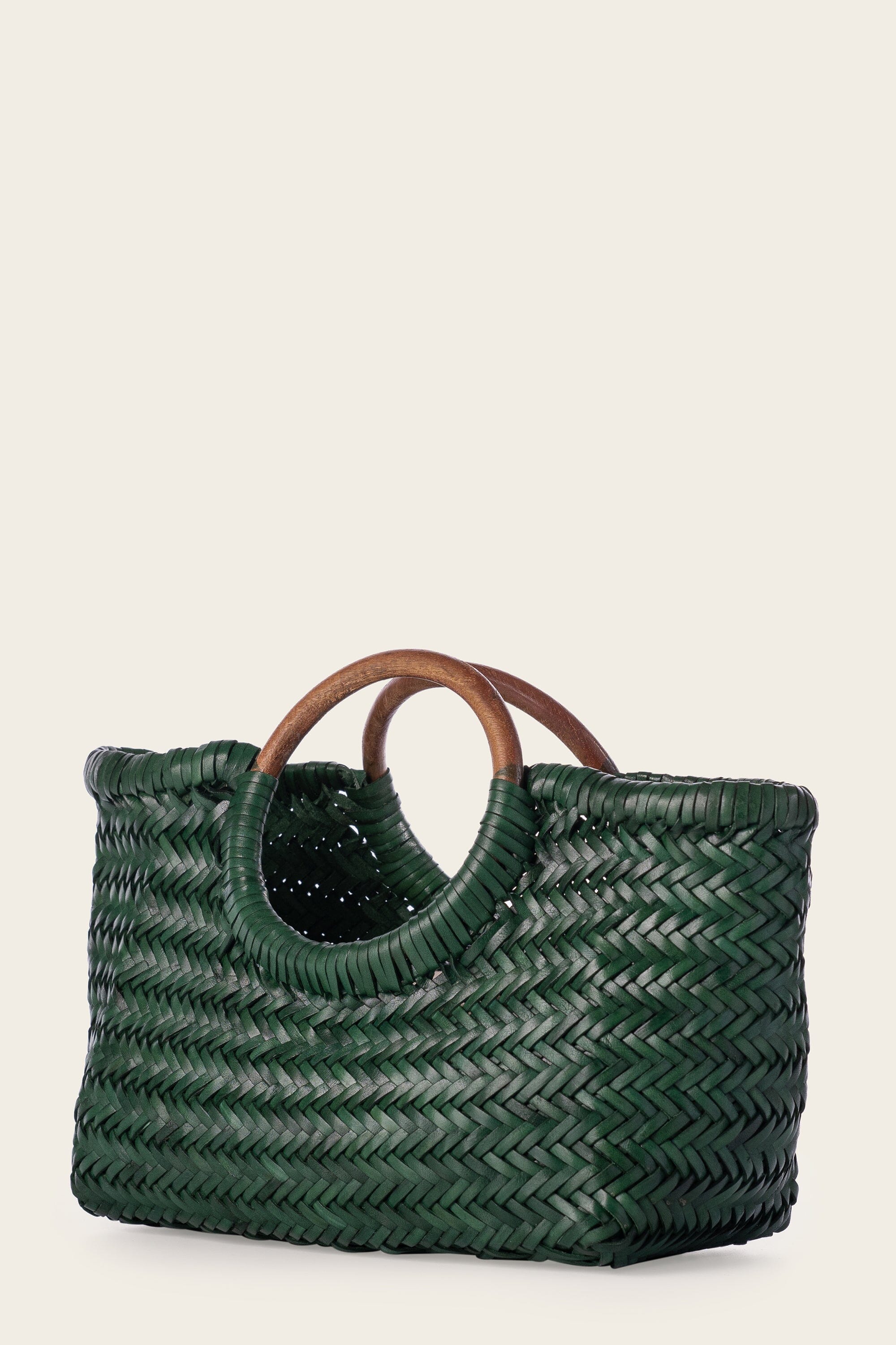 Gambino Clutch in Jade with Wooden Handles