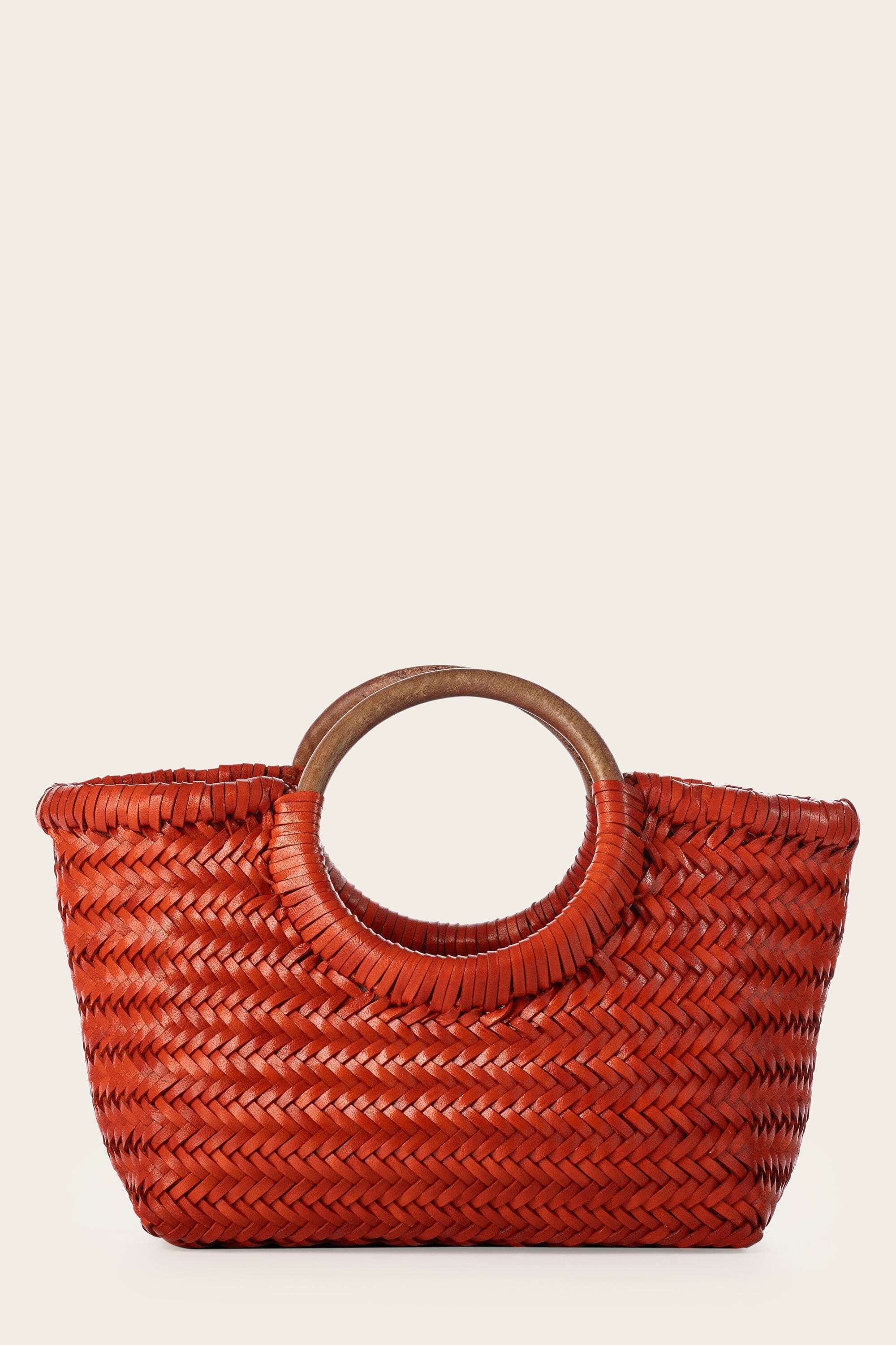 Gambino Clutch in Mandarin with Wooden Handles