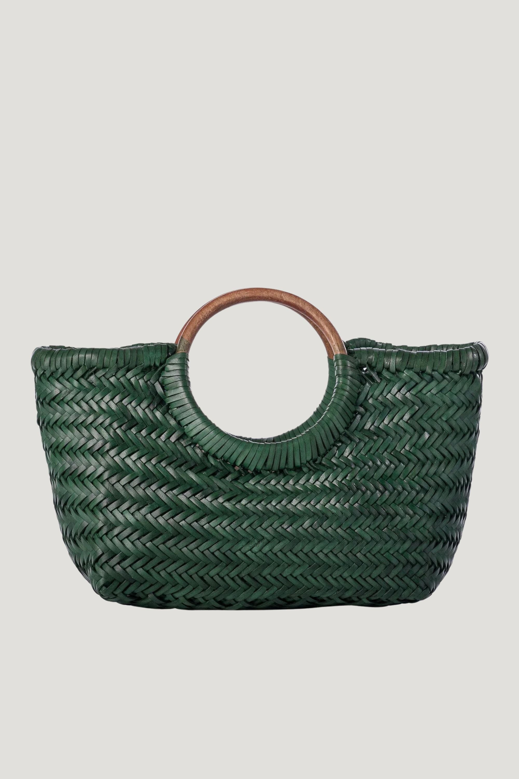 Gambino Clutch in Jade with Wooden Handles