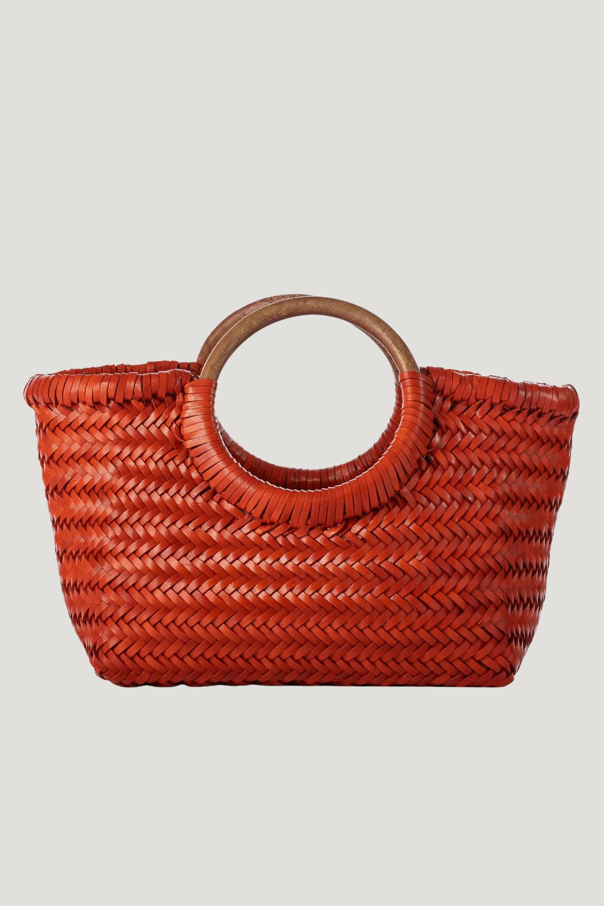Gambino Clutch in Mandarin with Wooden Handles
