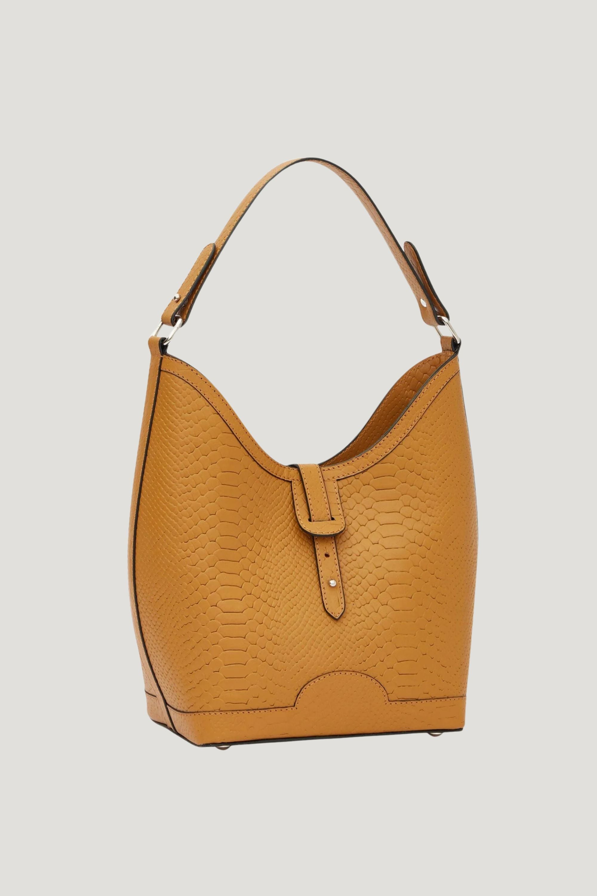 Barrel Top Handle Bag in Tan Croc