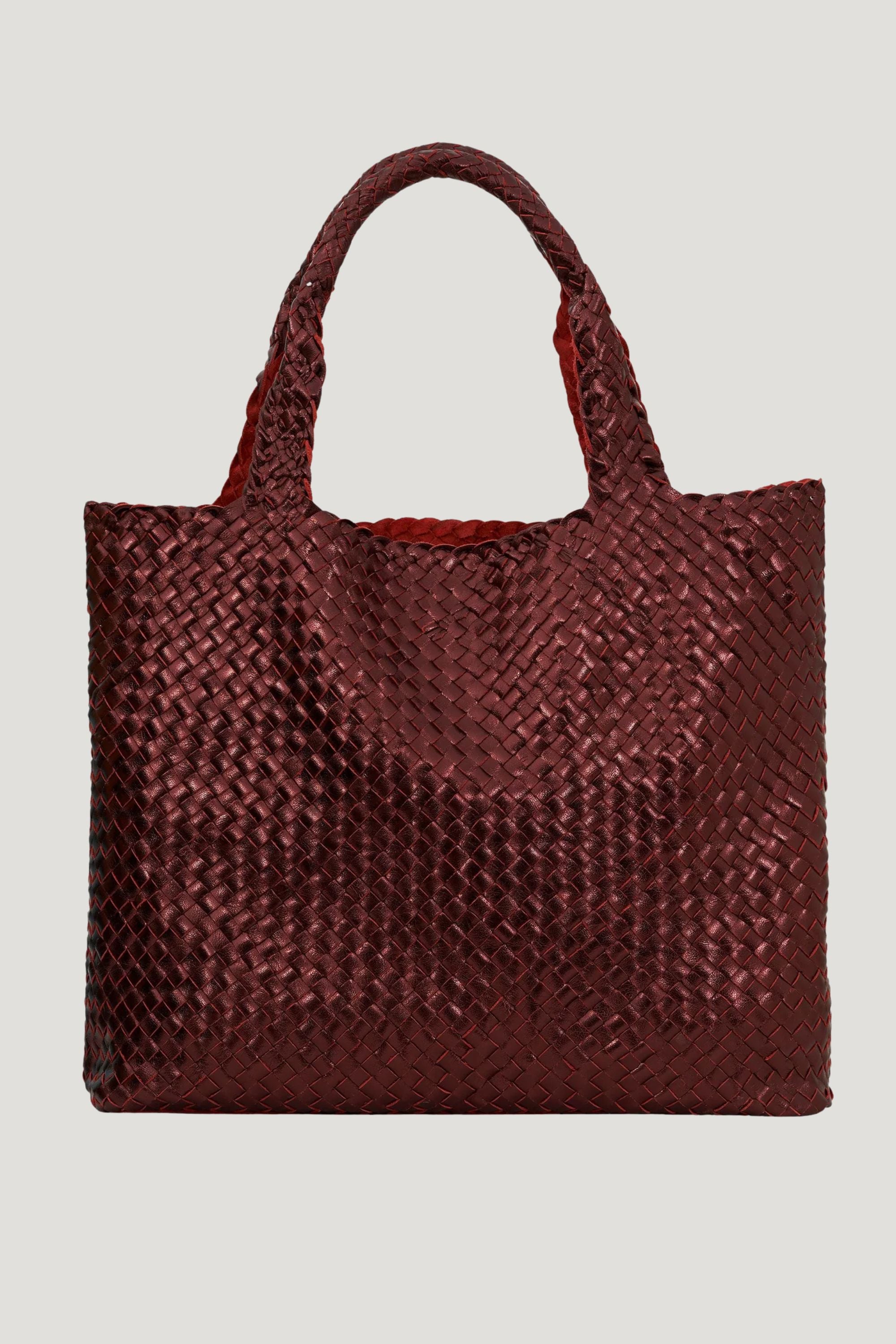 Joie Woven Tote in Metallic Red