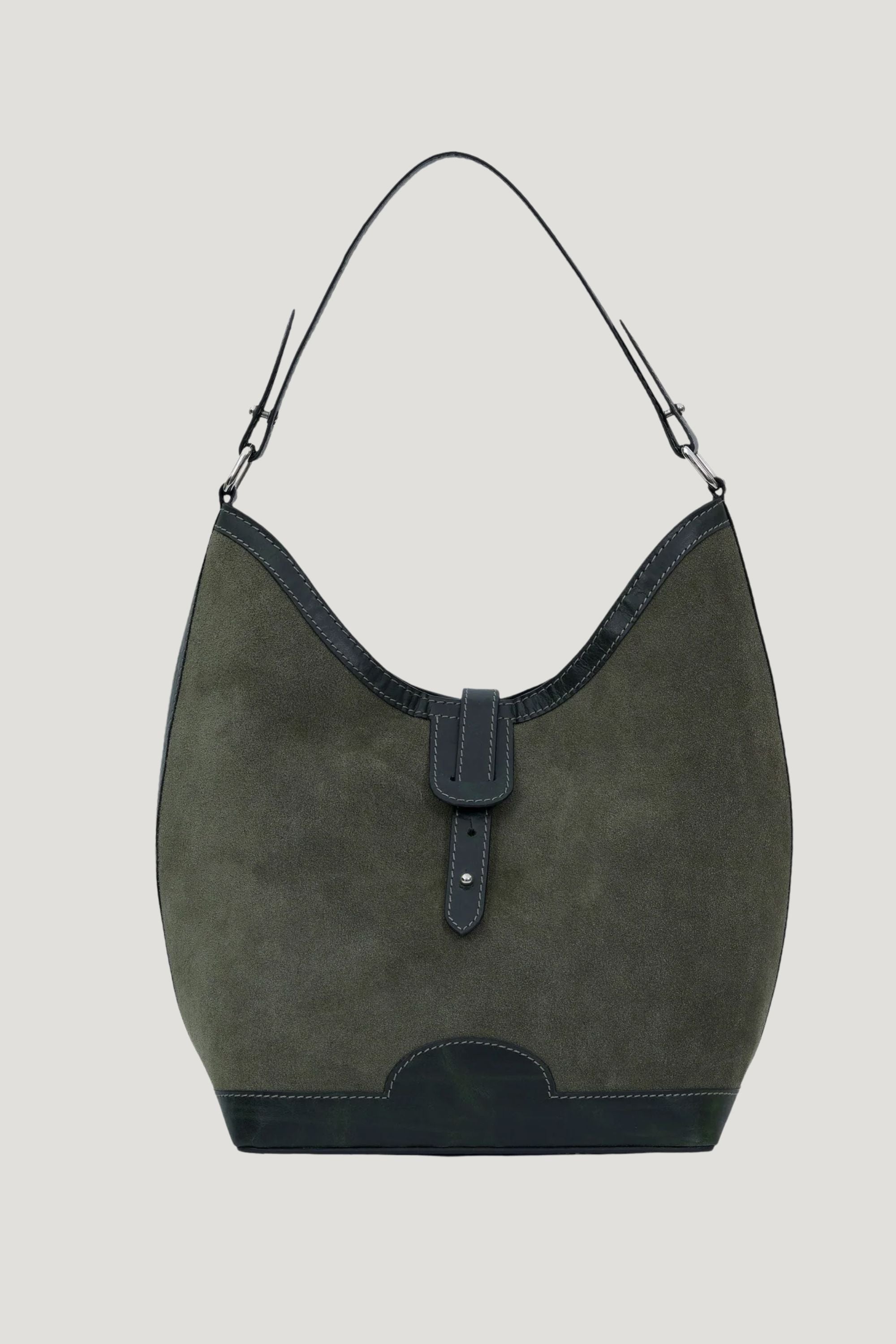 Barrel Top Handle Bag in Olive Green