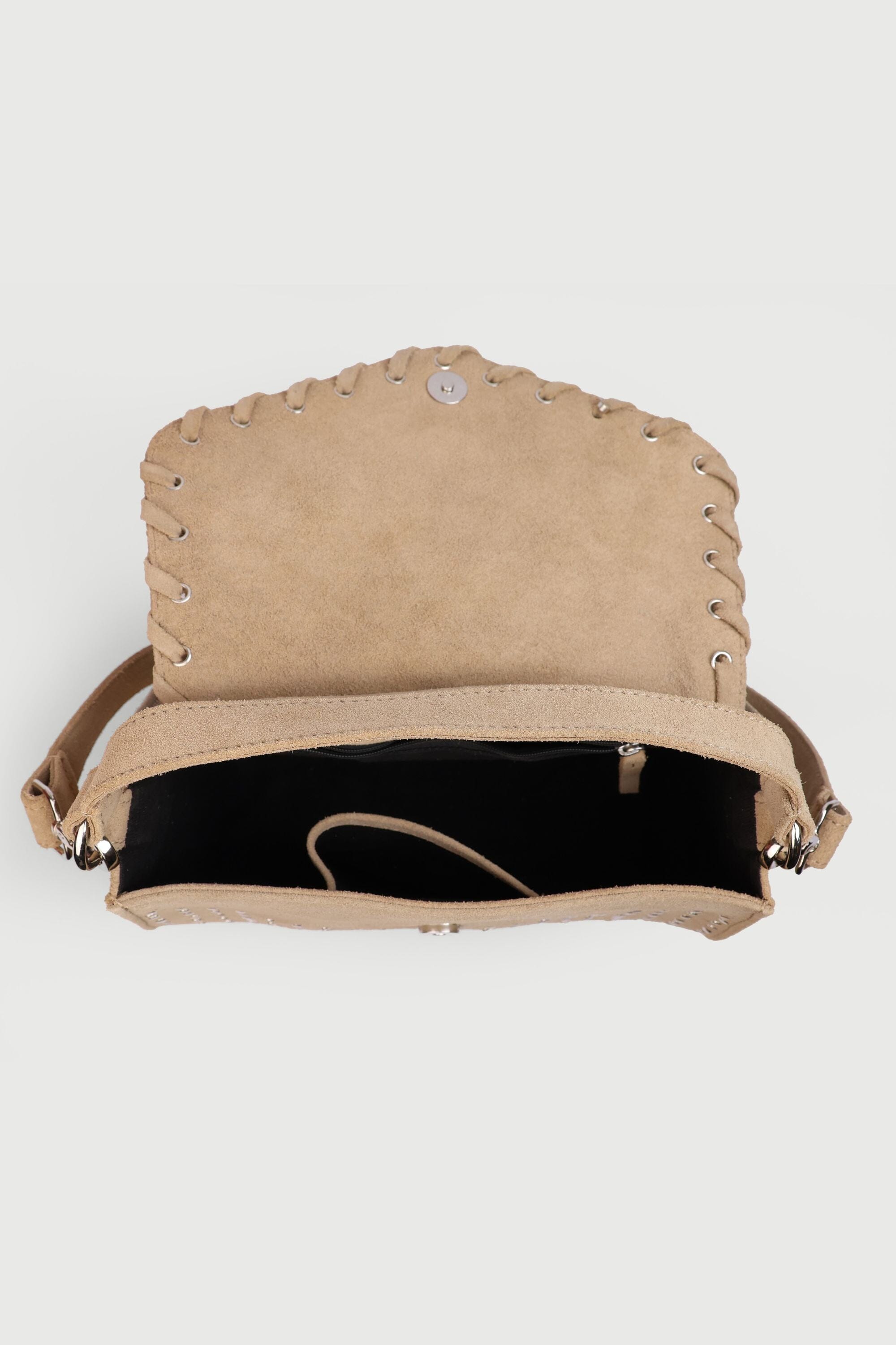 Icon Flap Bag in Off White Suede