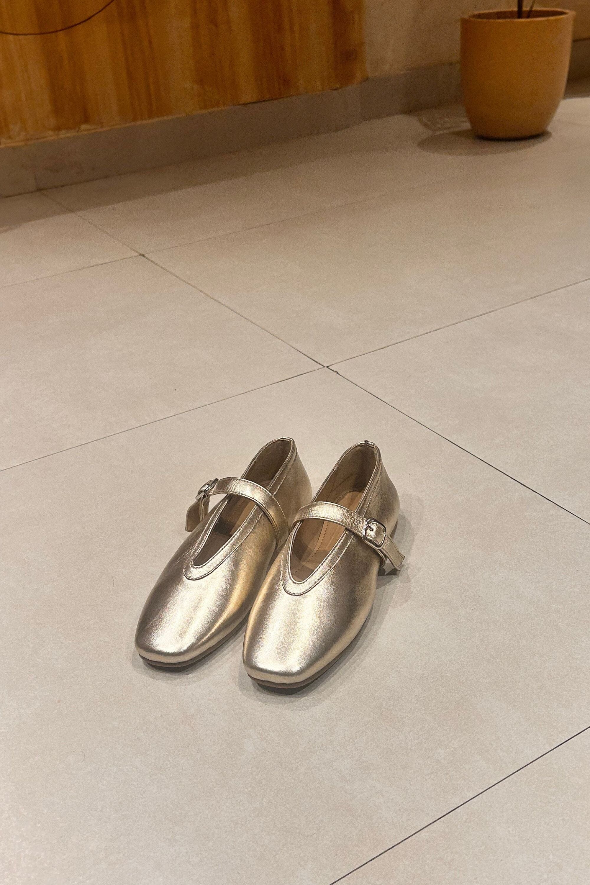 champagne ballet flats