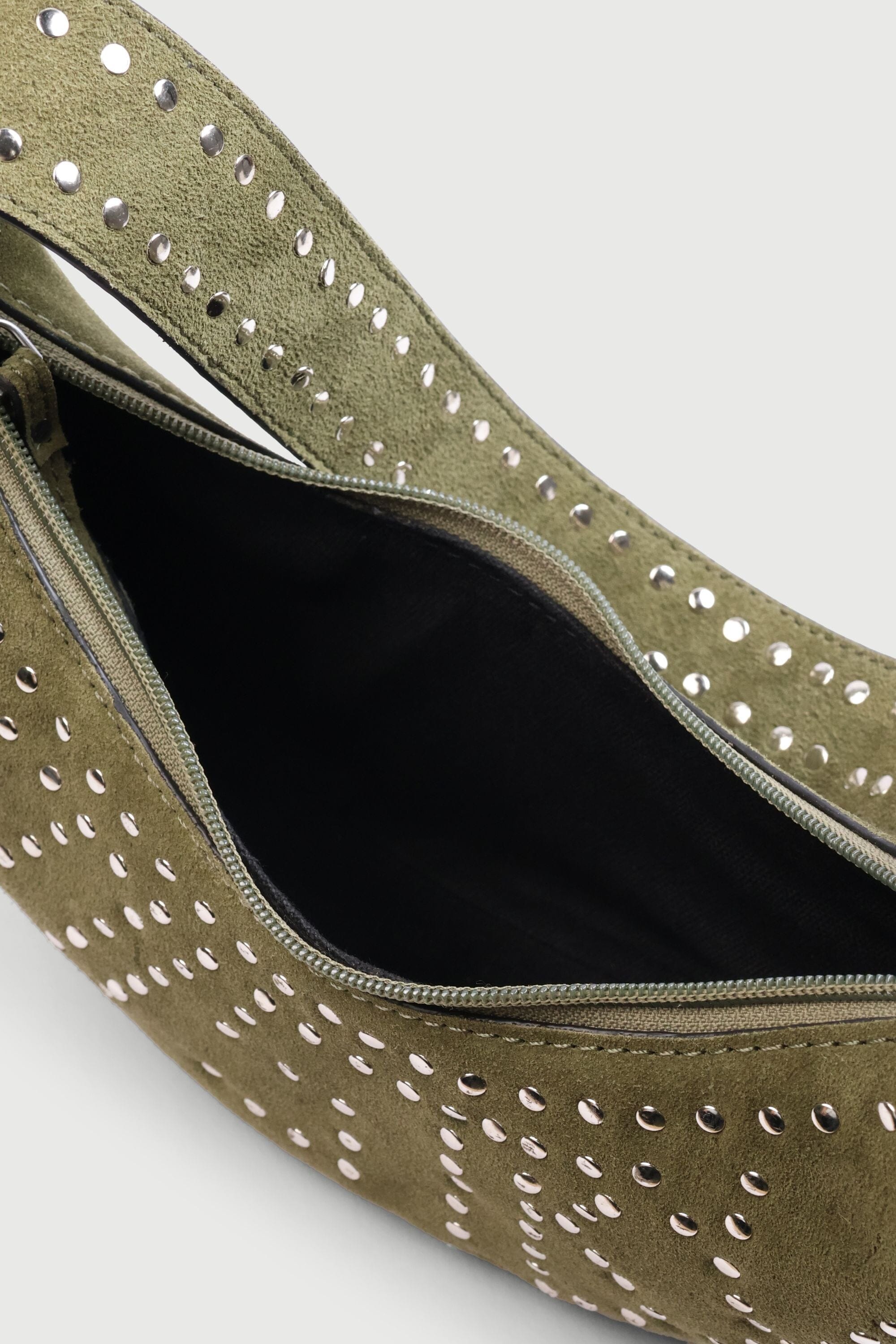 Selena with Rivets - Olive green Suede