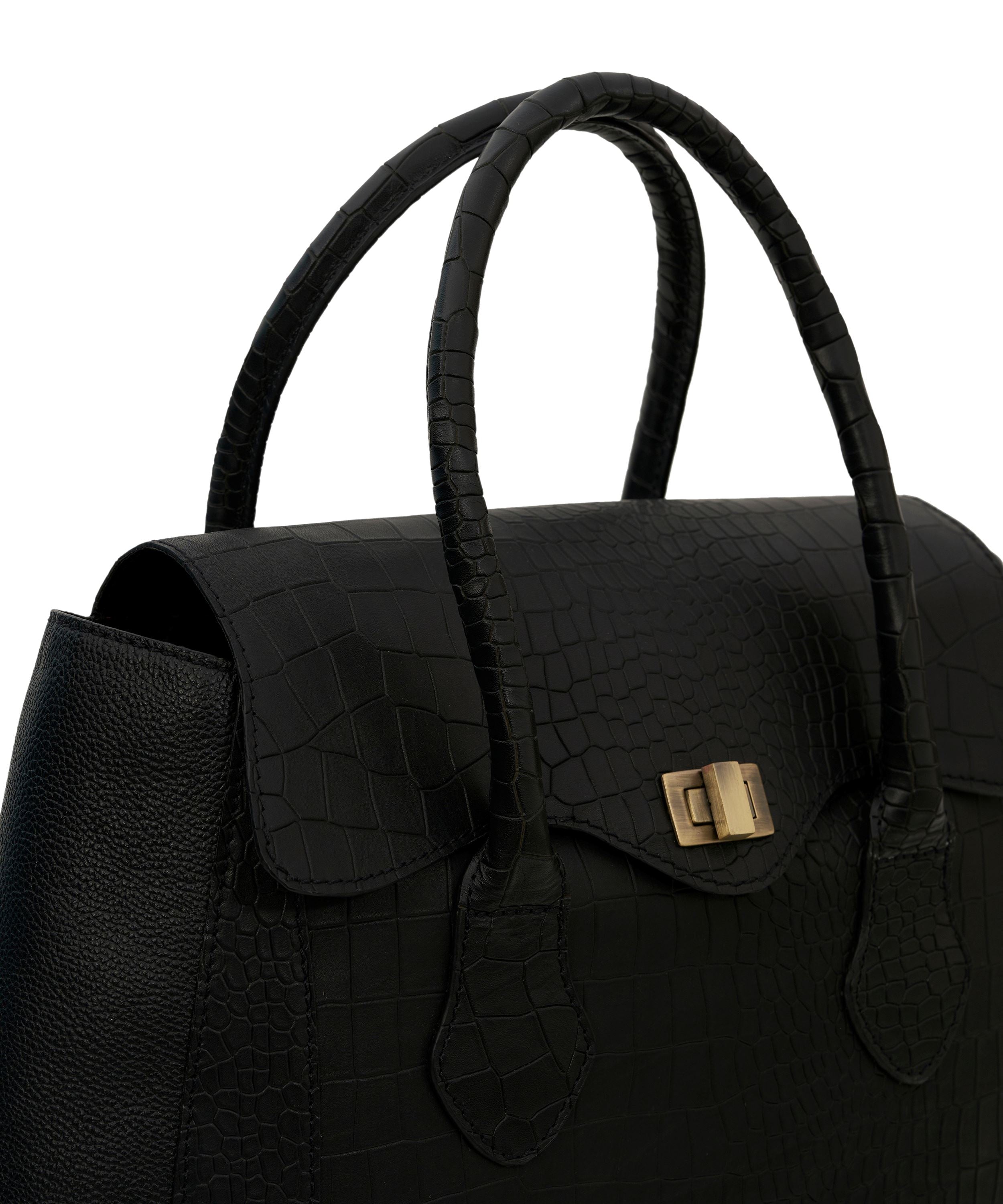 Mistry Satchel in Black Croc