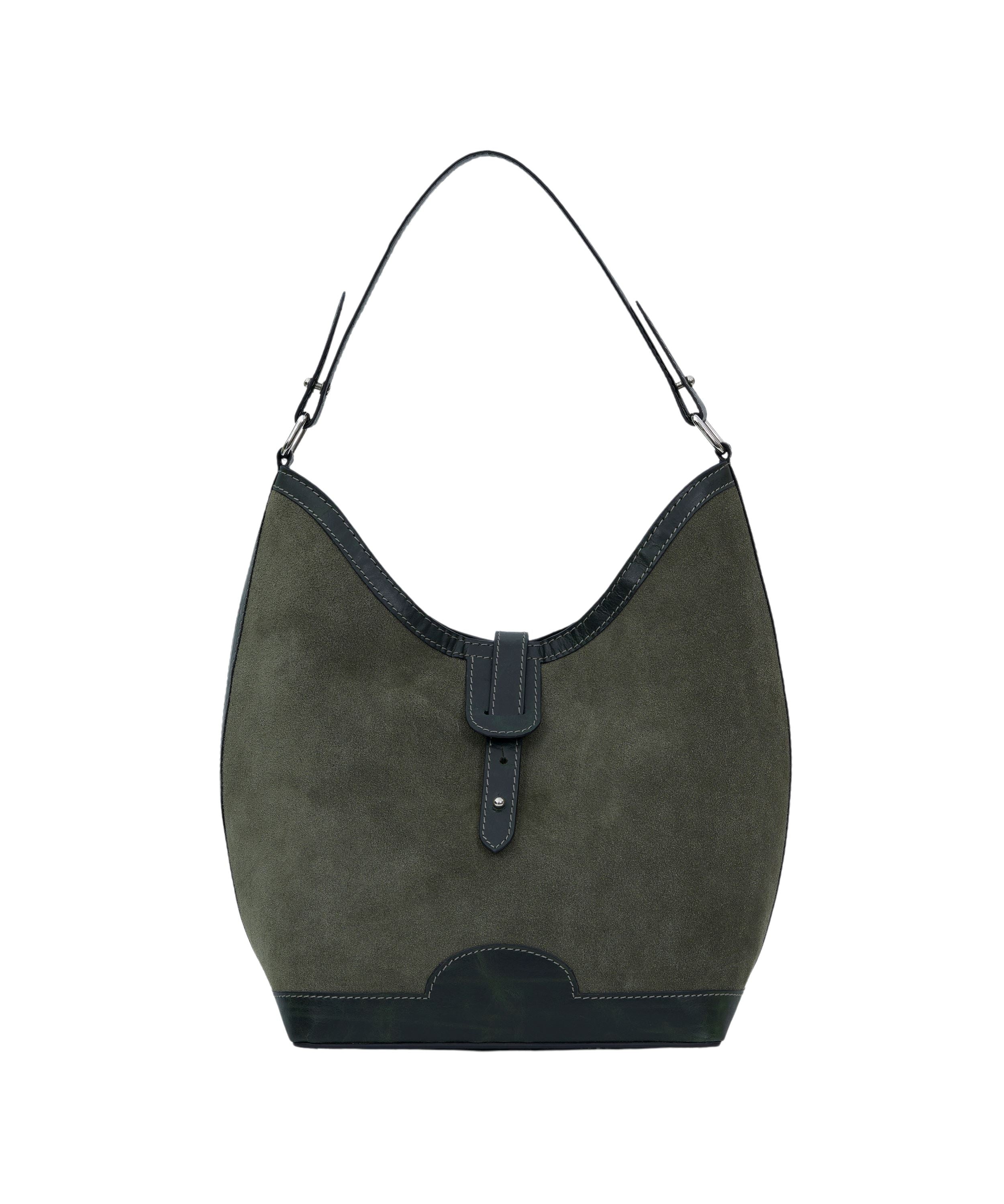 Barrel Top Handle Bag in Olive Green