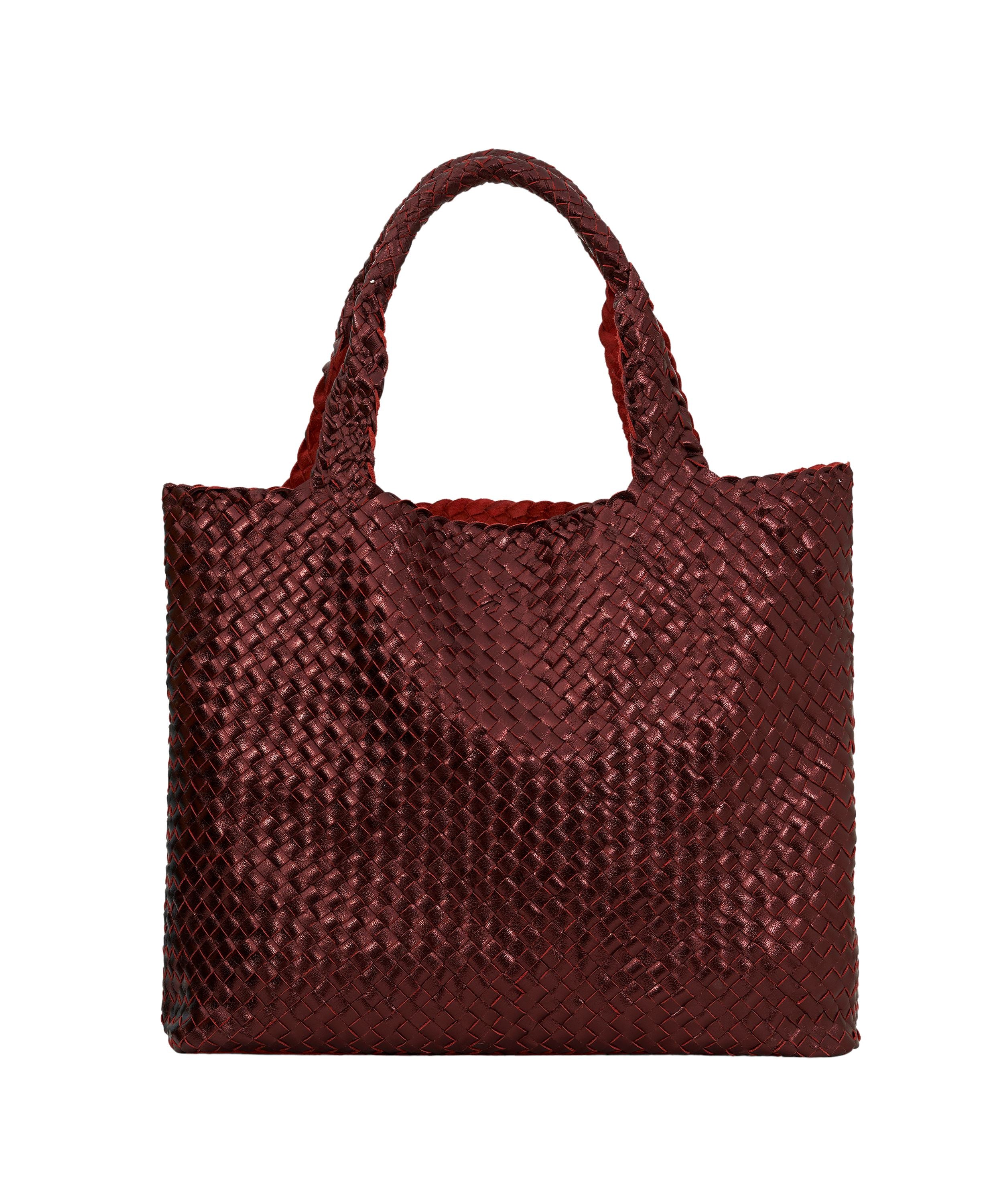 Joie Woven Tote in Metallic Red