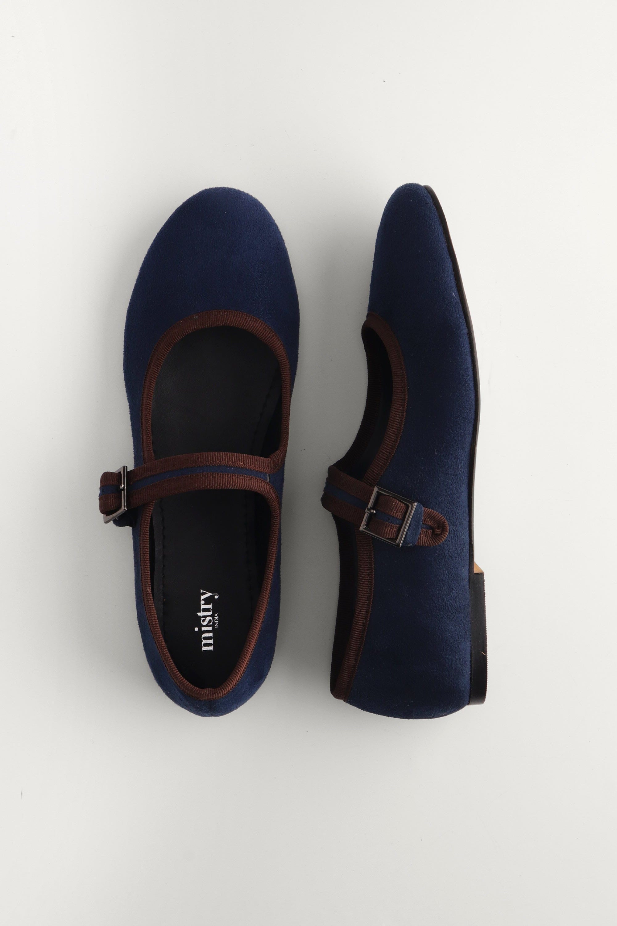 Suede Ballerinas in Navy Blue