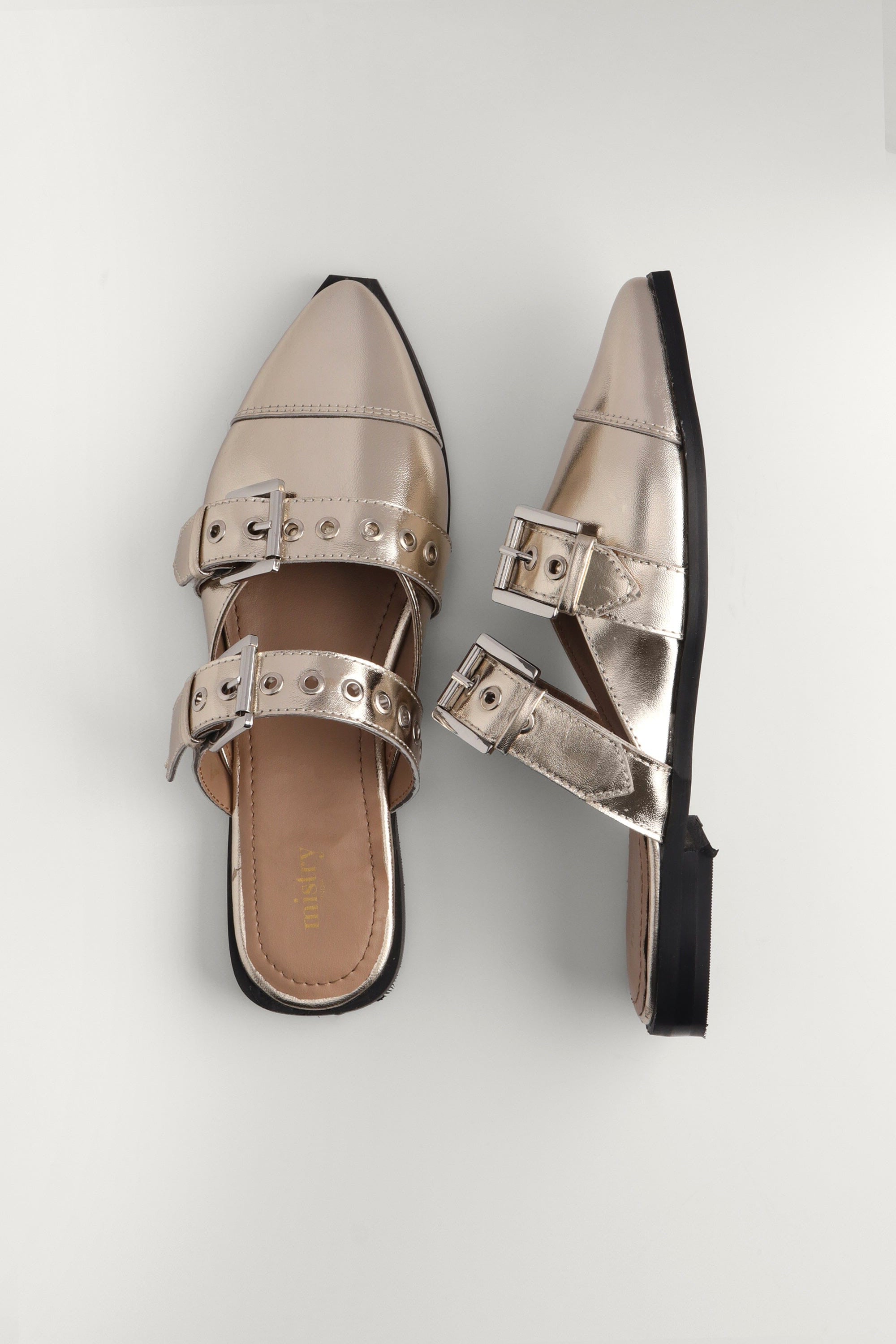 Leather Mules in Champagne