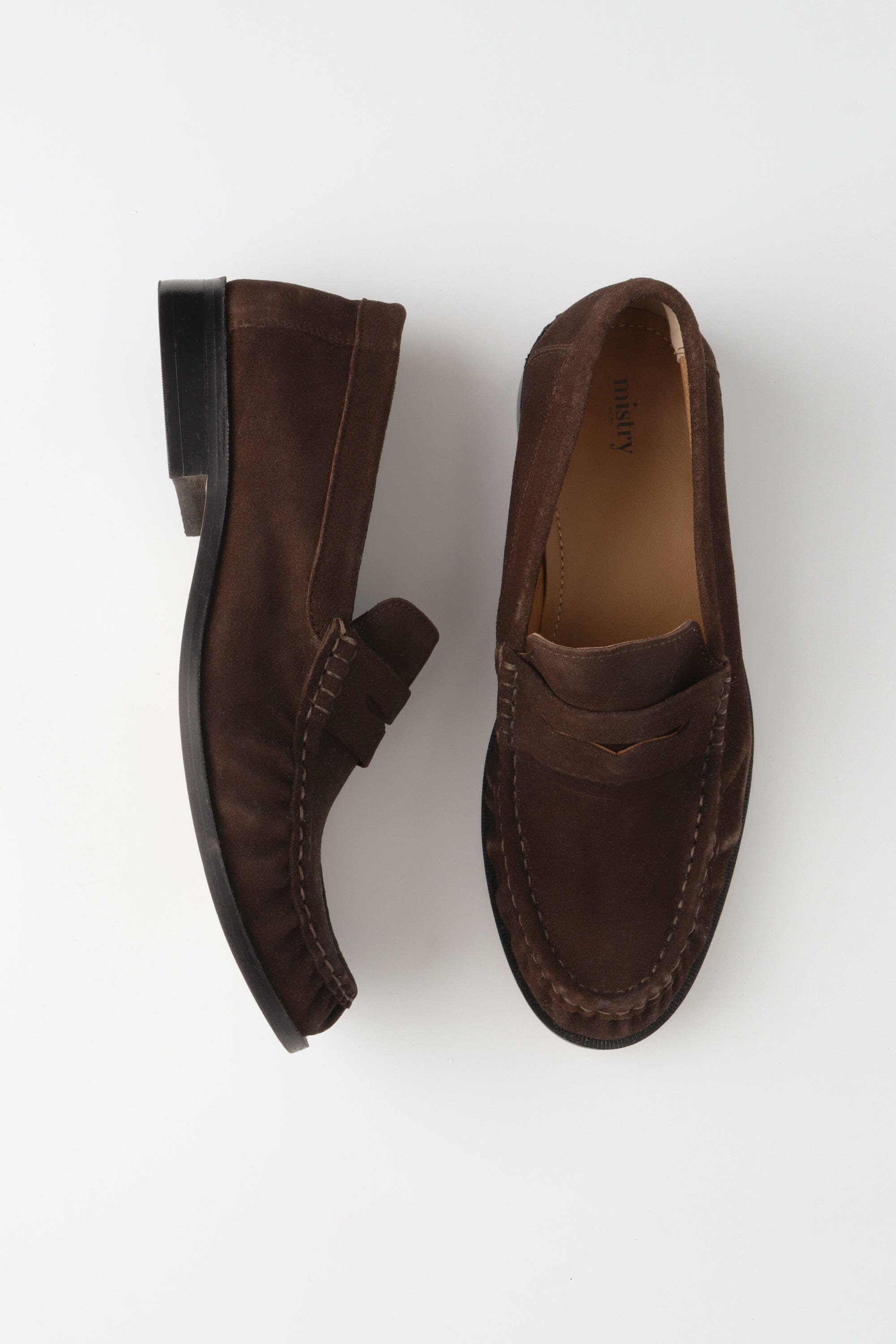 Ruche Penny Loafer in Brown Suede