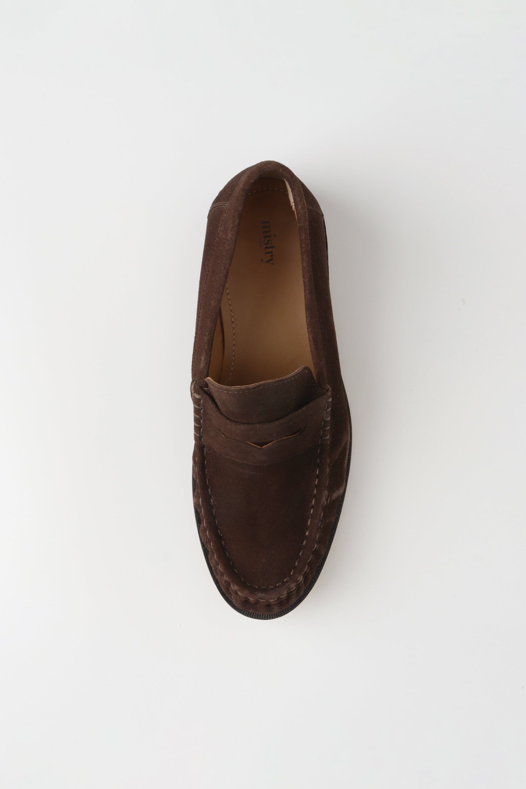 Ruche Penny Loafer in Brown Suede