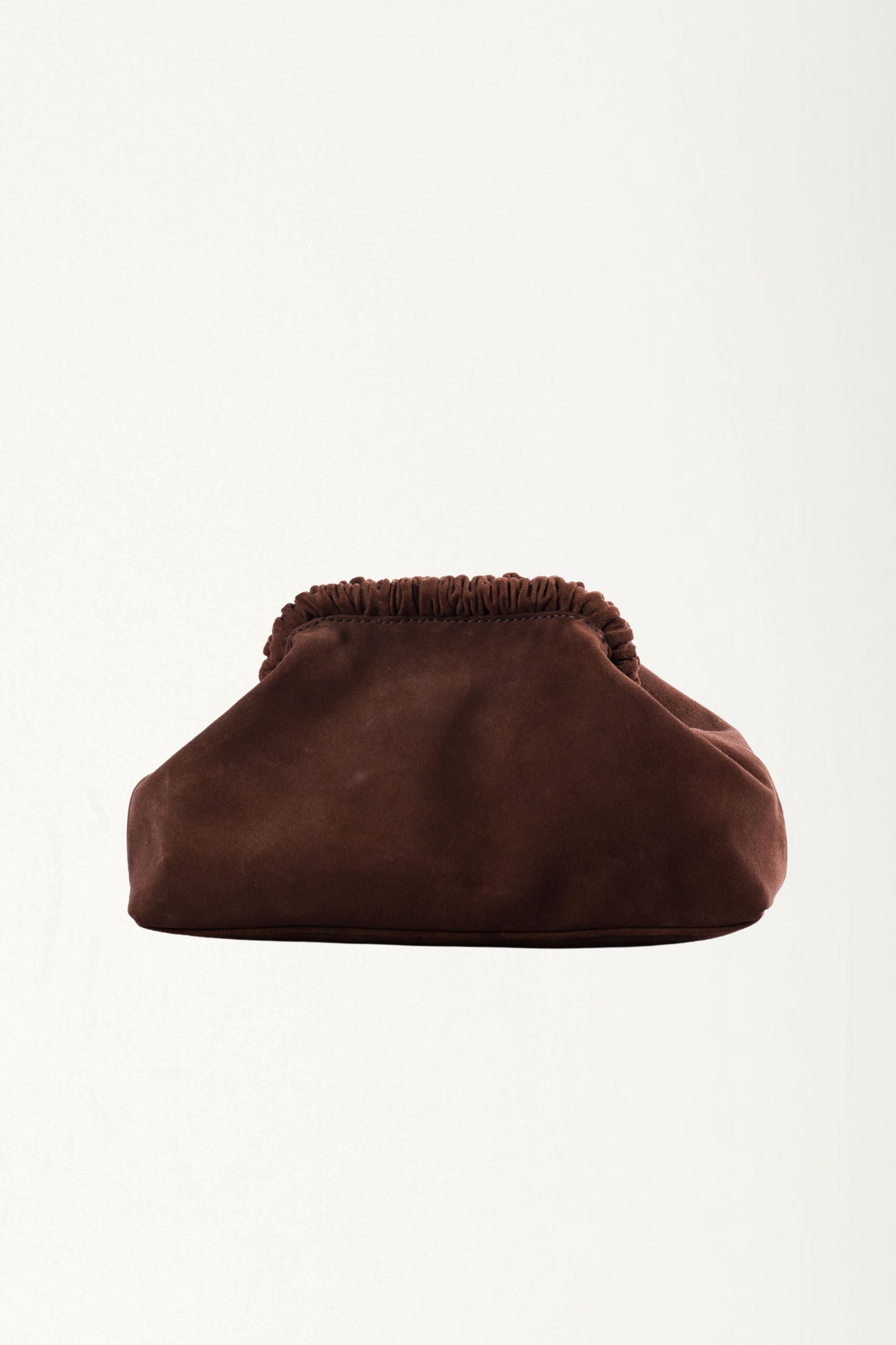 Slouch Leather Clutch in Brown Suede