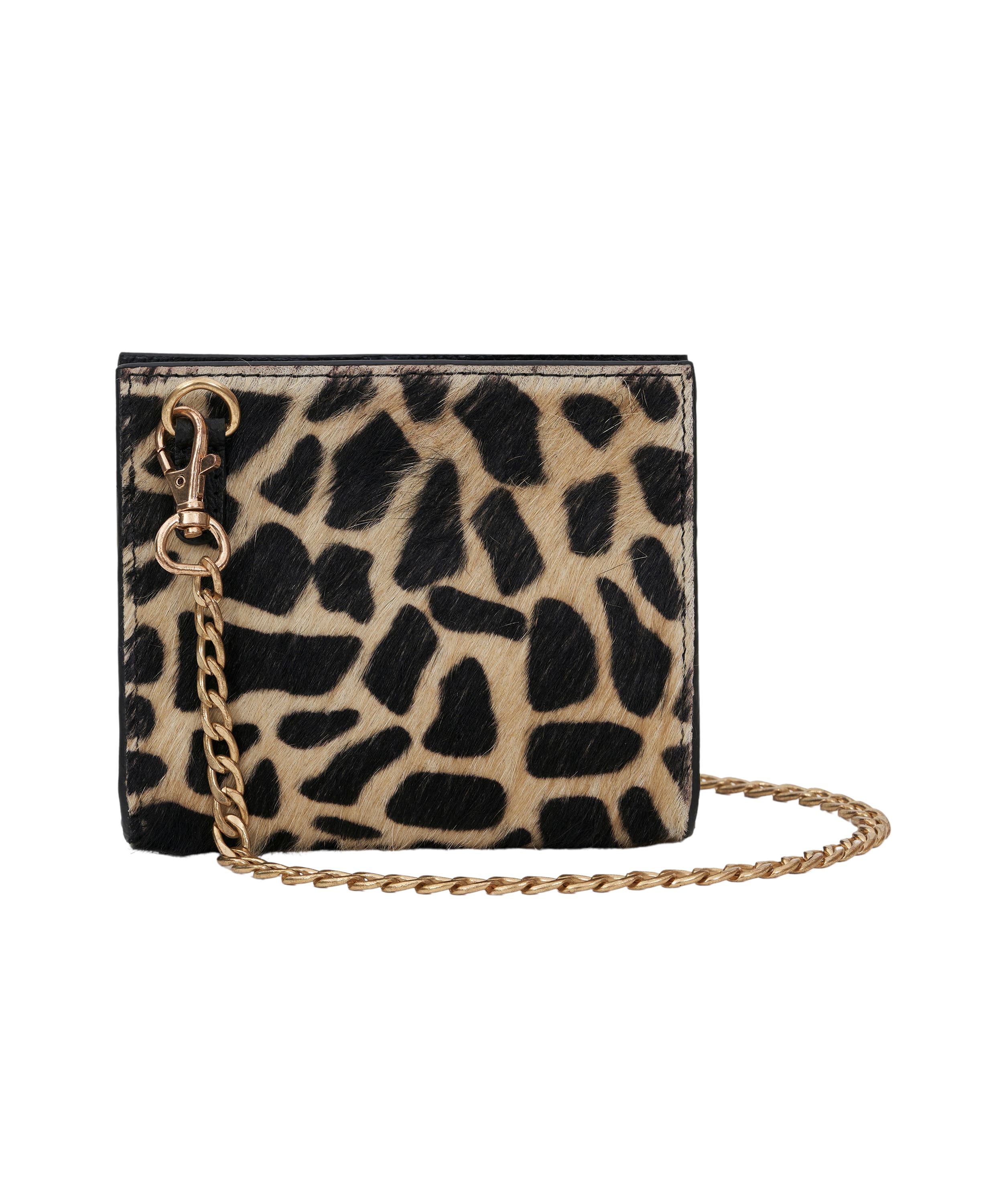 Cattle Print Hair-on Micro Bag with Dull Gold Chain