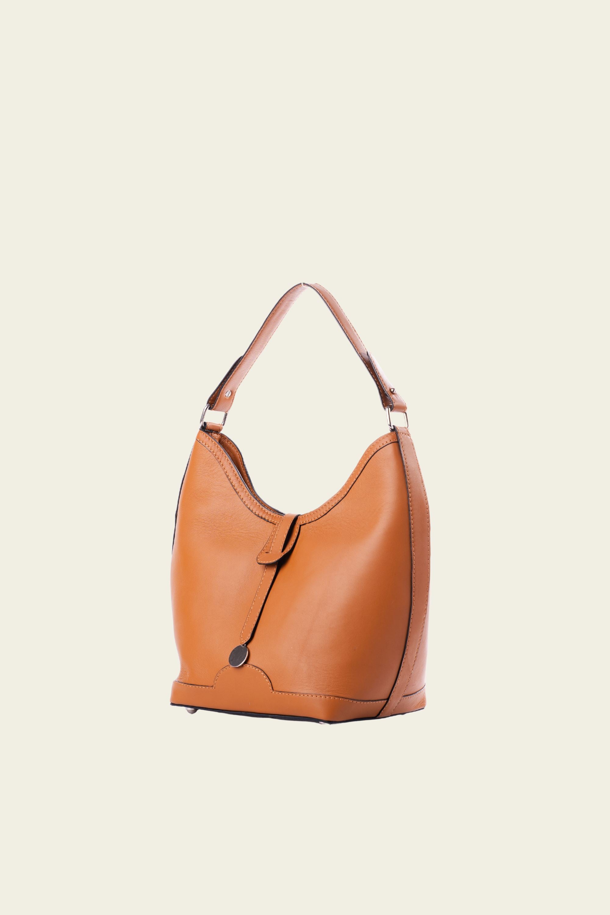 Barrel Top Handle Bag in Tan