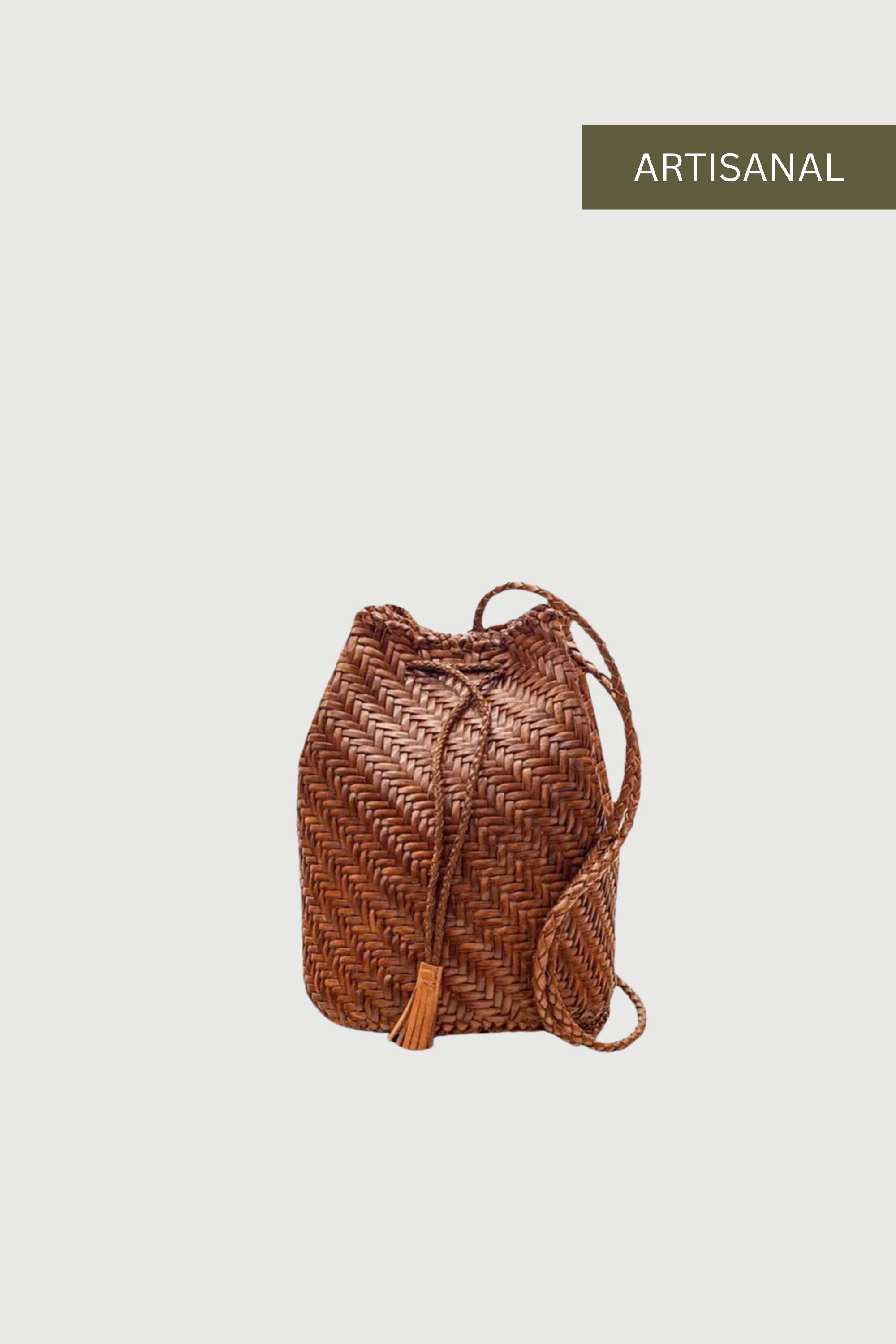 Mini Basket Bag with Sling in Timber