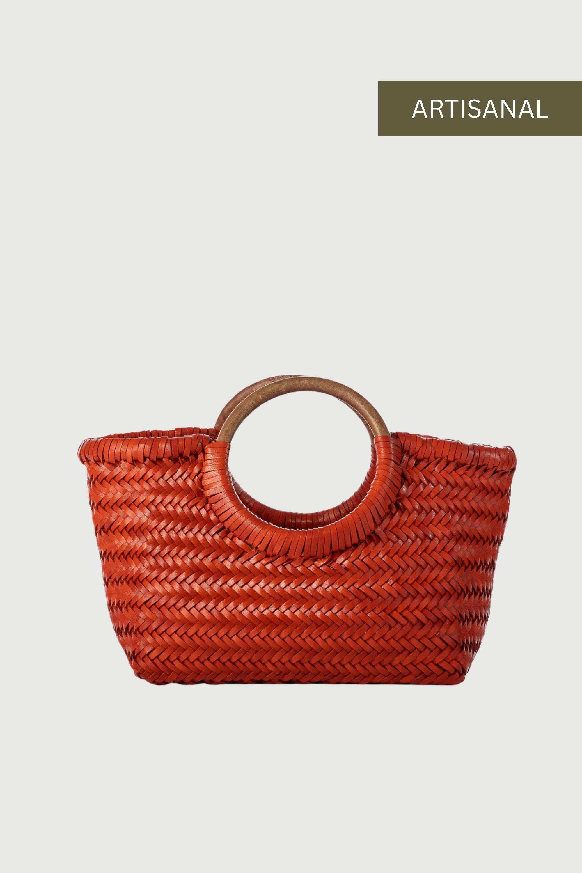 Gambino Clutch in Mandarin with Wooden Handles