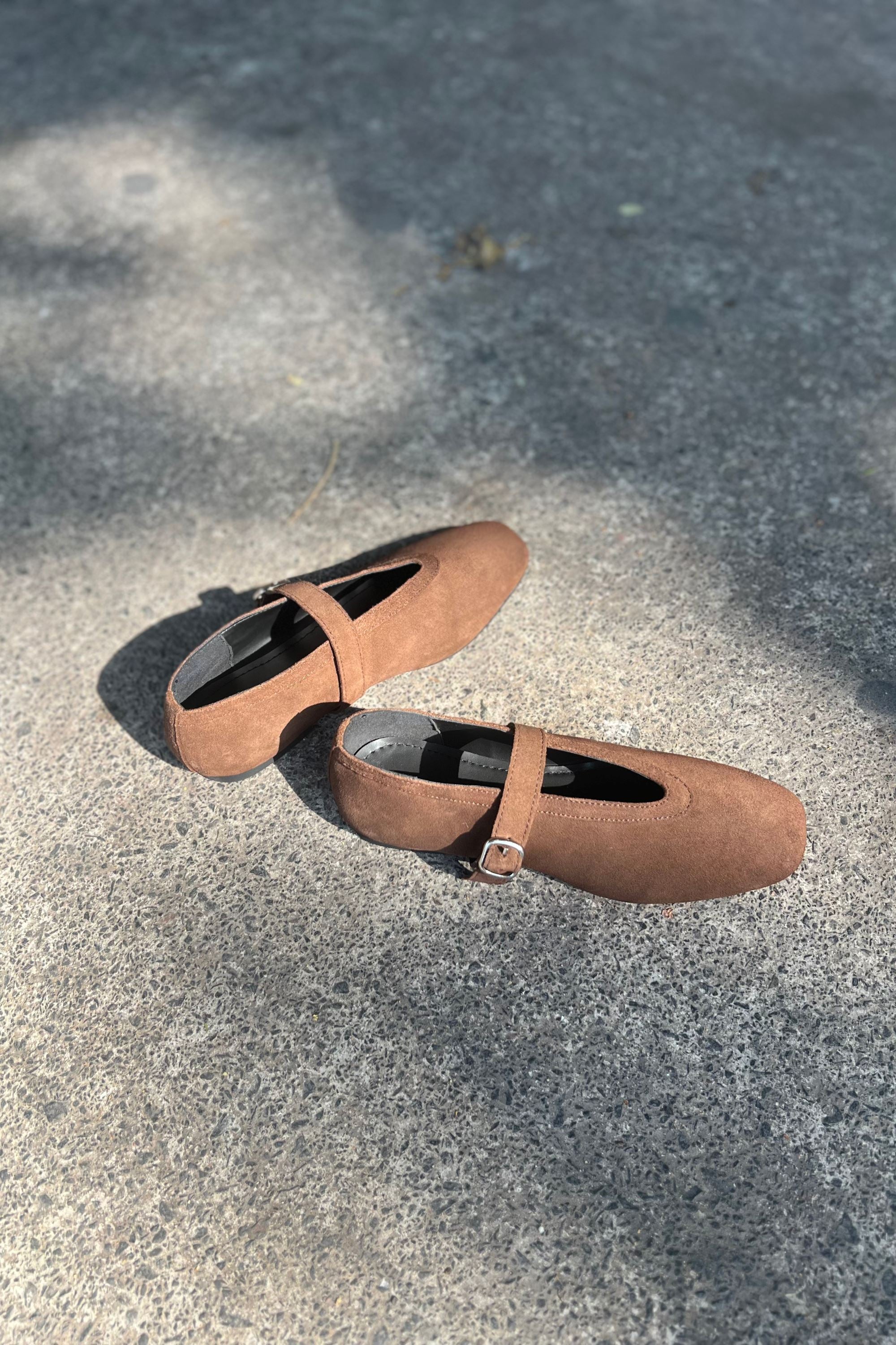 Ballet Flats in Brown Suede