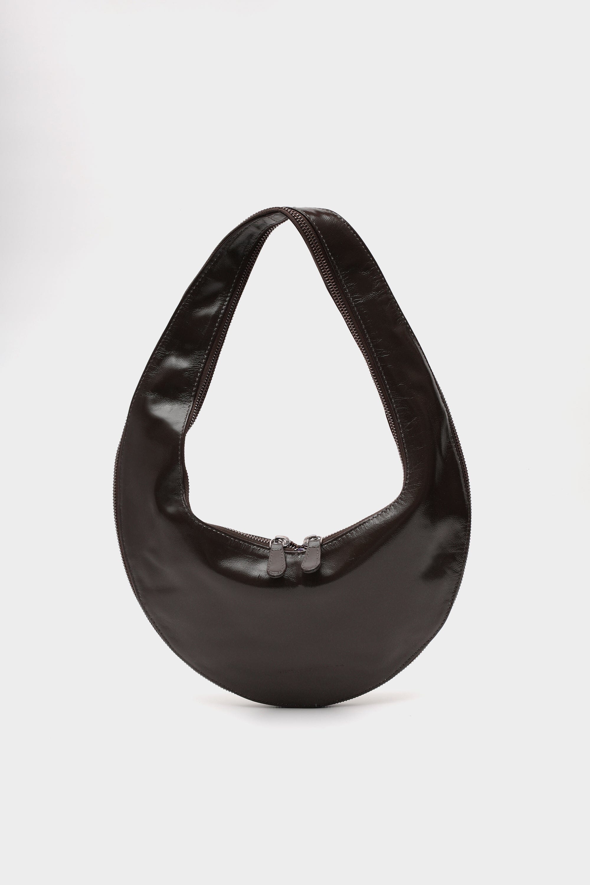 The Sloane Bag with Zipper Details in Mahogany