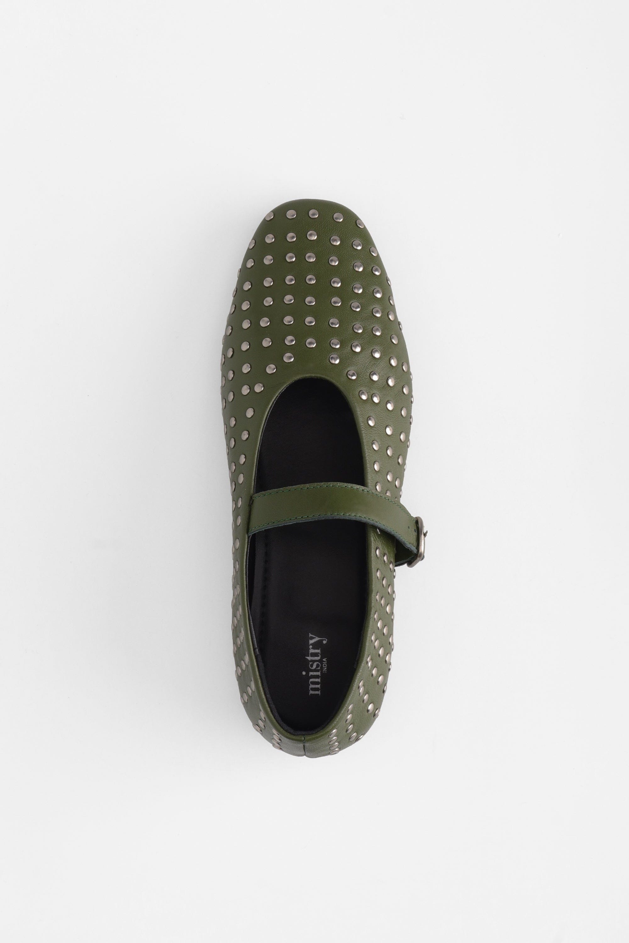 Olive Green Ballet Flats with Rivets
